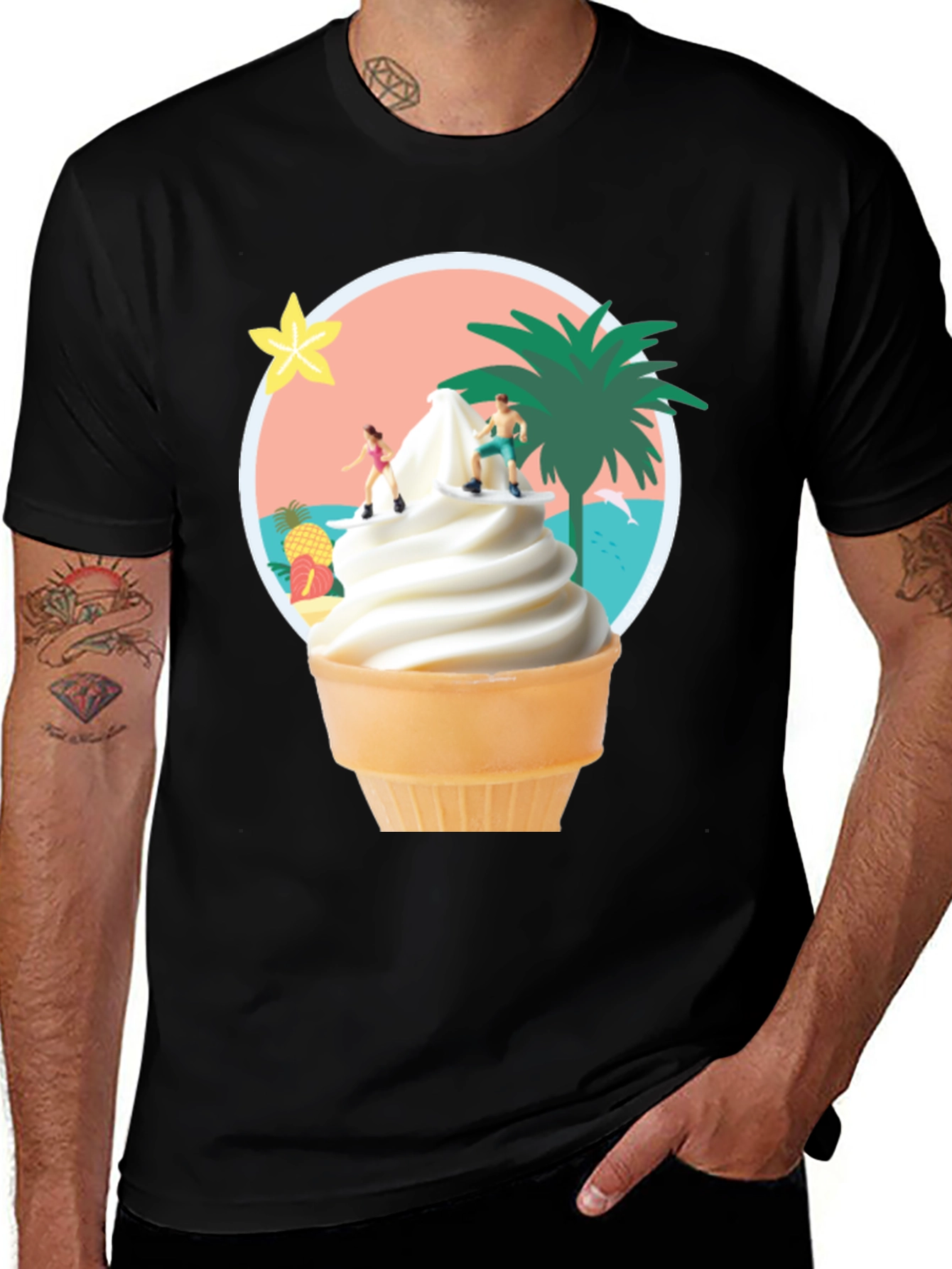 Tropical Ice Cream Cone Graphic Tee