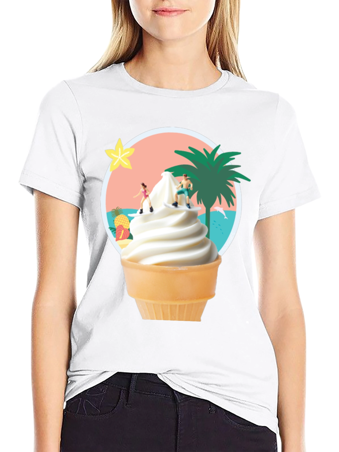Tropical Ice Cream Cone Graphic Tee