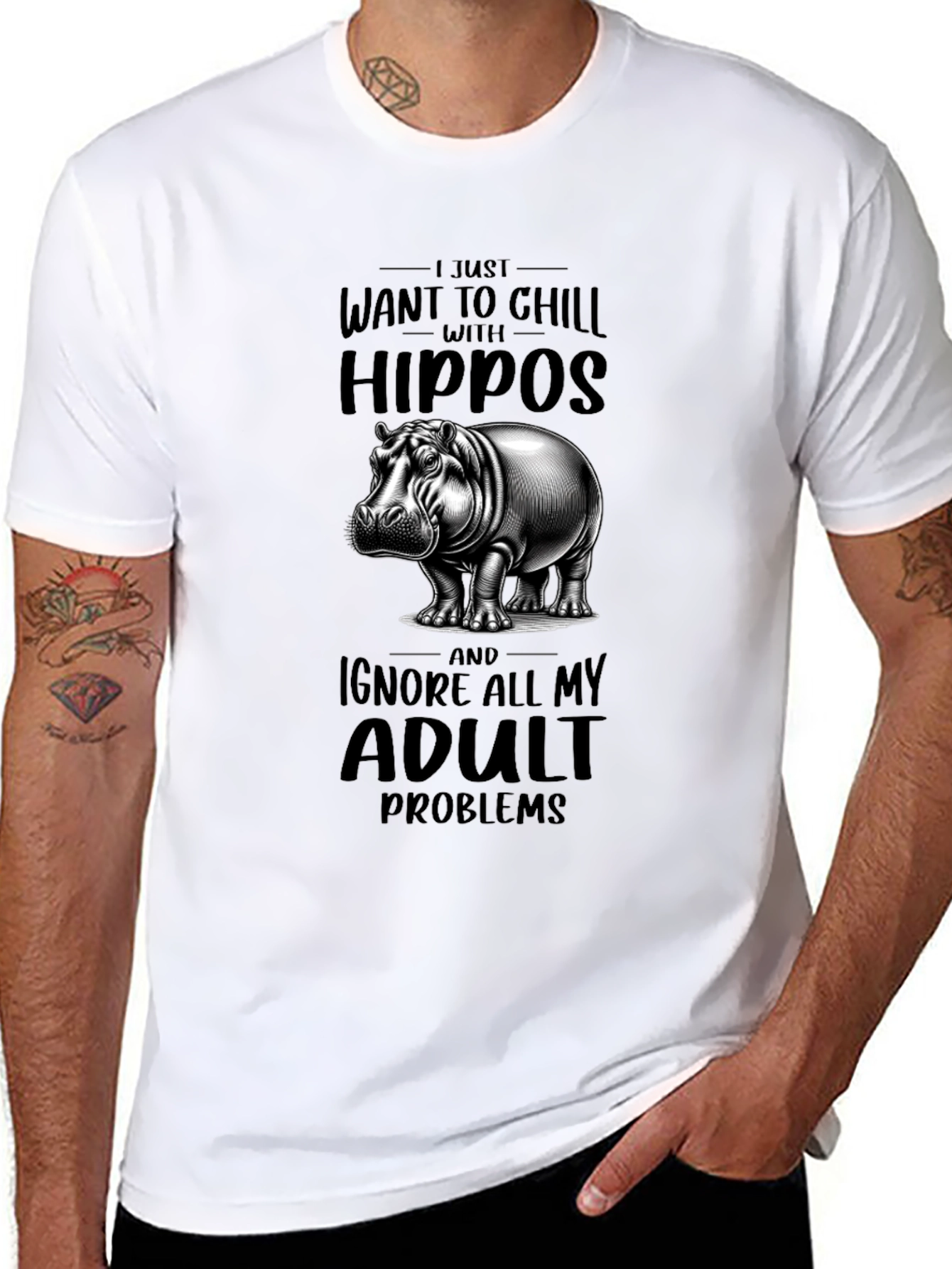 Chill with Hippos Graphic T-Shirt