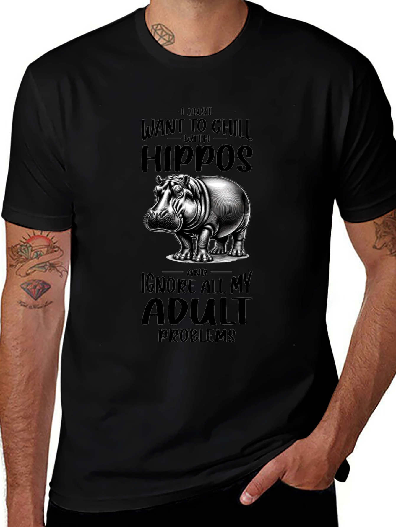 Chill with Hippos Graphic T-Shirt