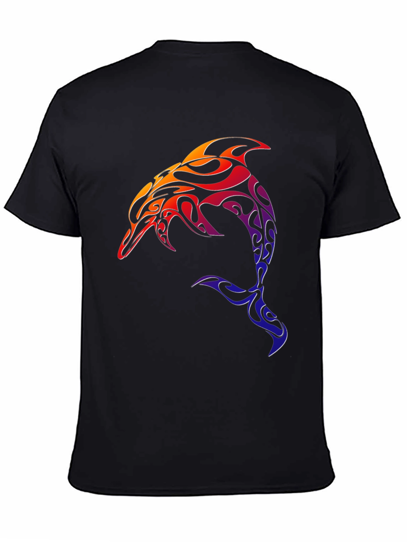 Tribal Dolphin Graphic Tee - Black