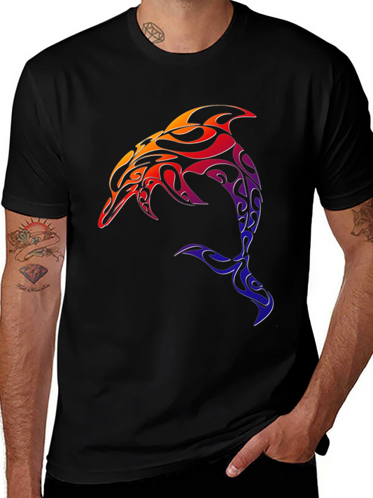 Tribal Dolphin Graphic Tee - Black