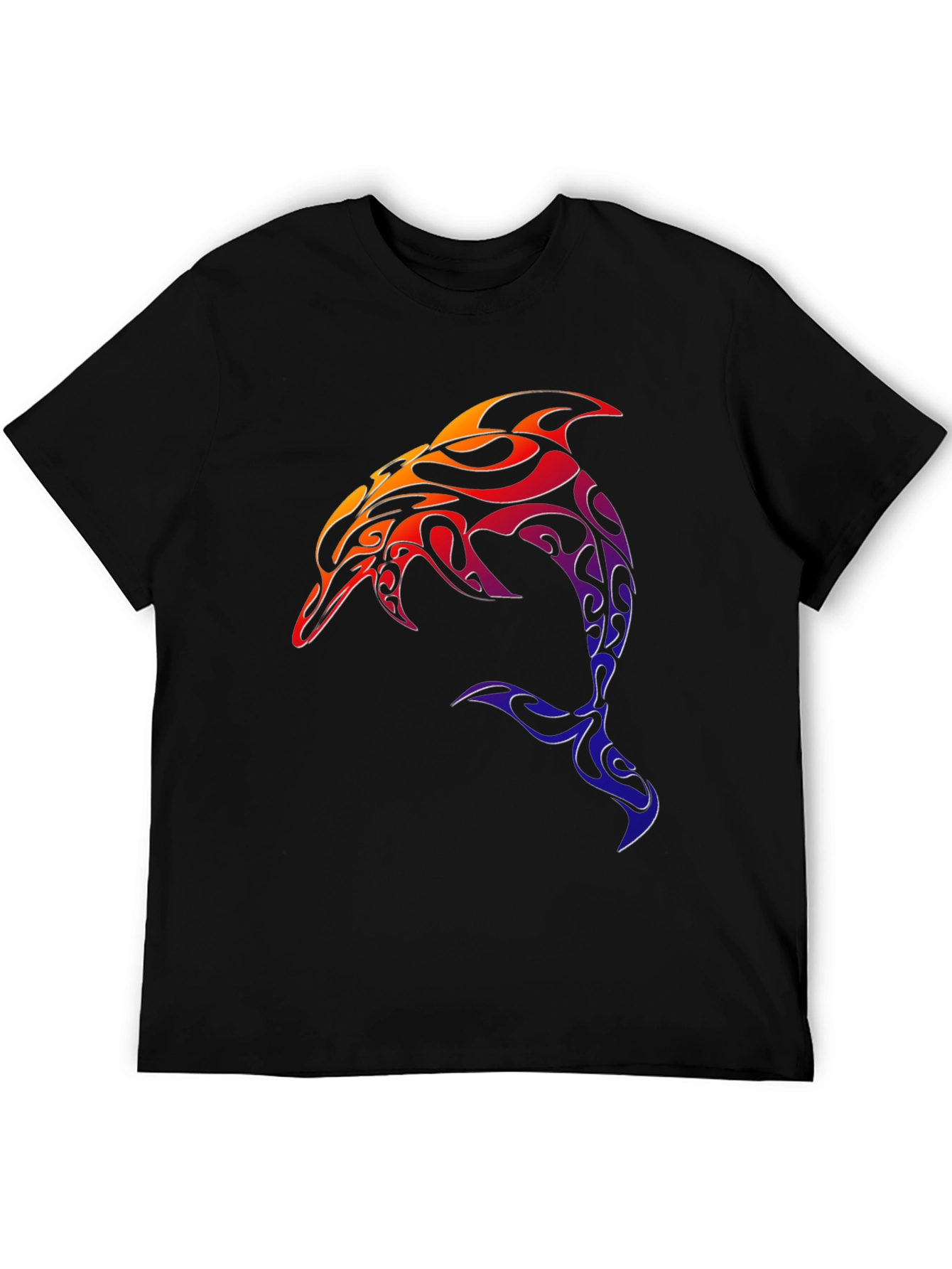 Tribal Dolphin Graphic Tee - Black