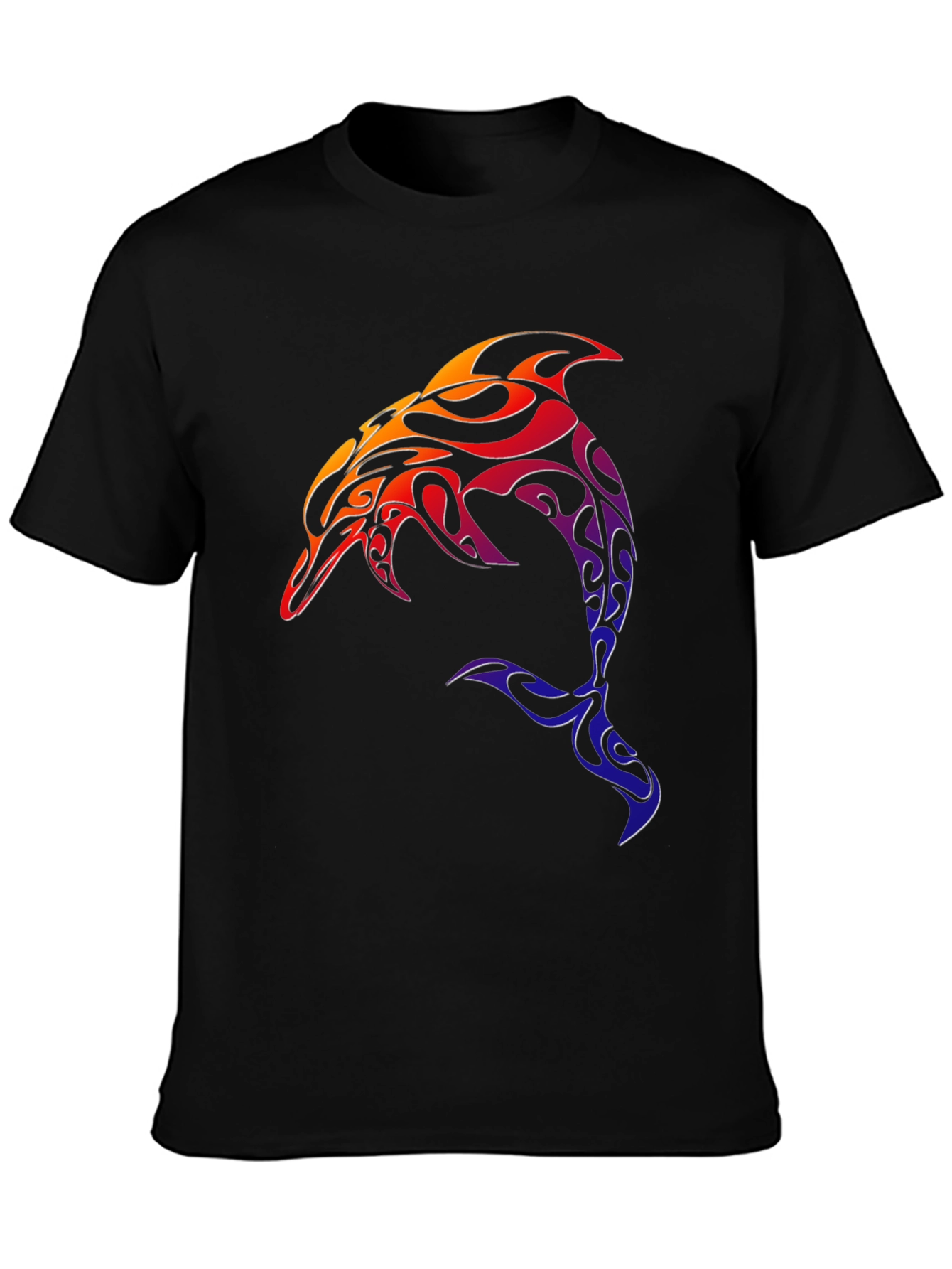 Tribal Dolphin Graphic Tee - Black