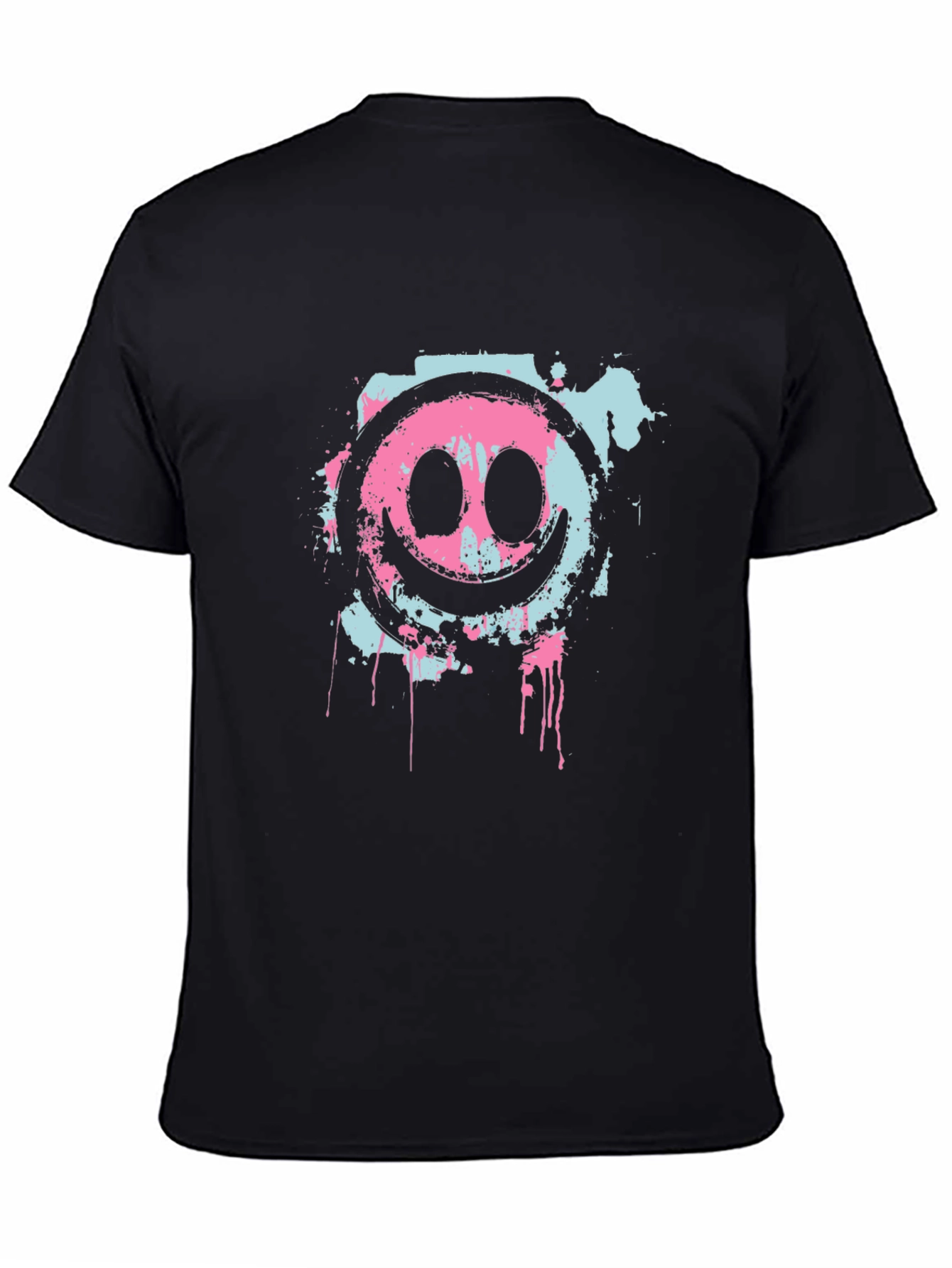 Cool Smiley Face Graphic Black T-Shirt