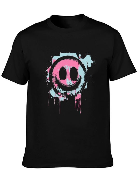 Cool Smiley Face Graphic Black T-Shirt