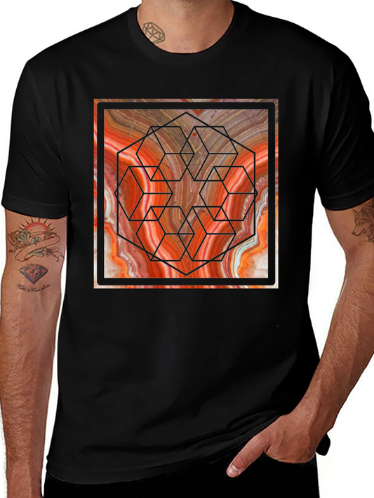 Geometric Marble Graphic Tee - Unique Design