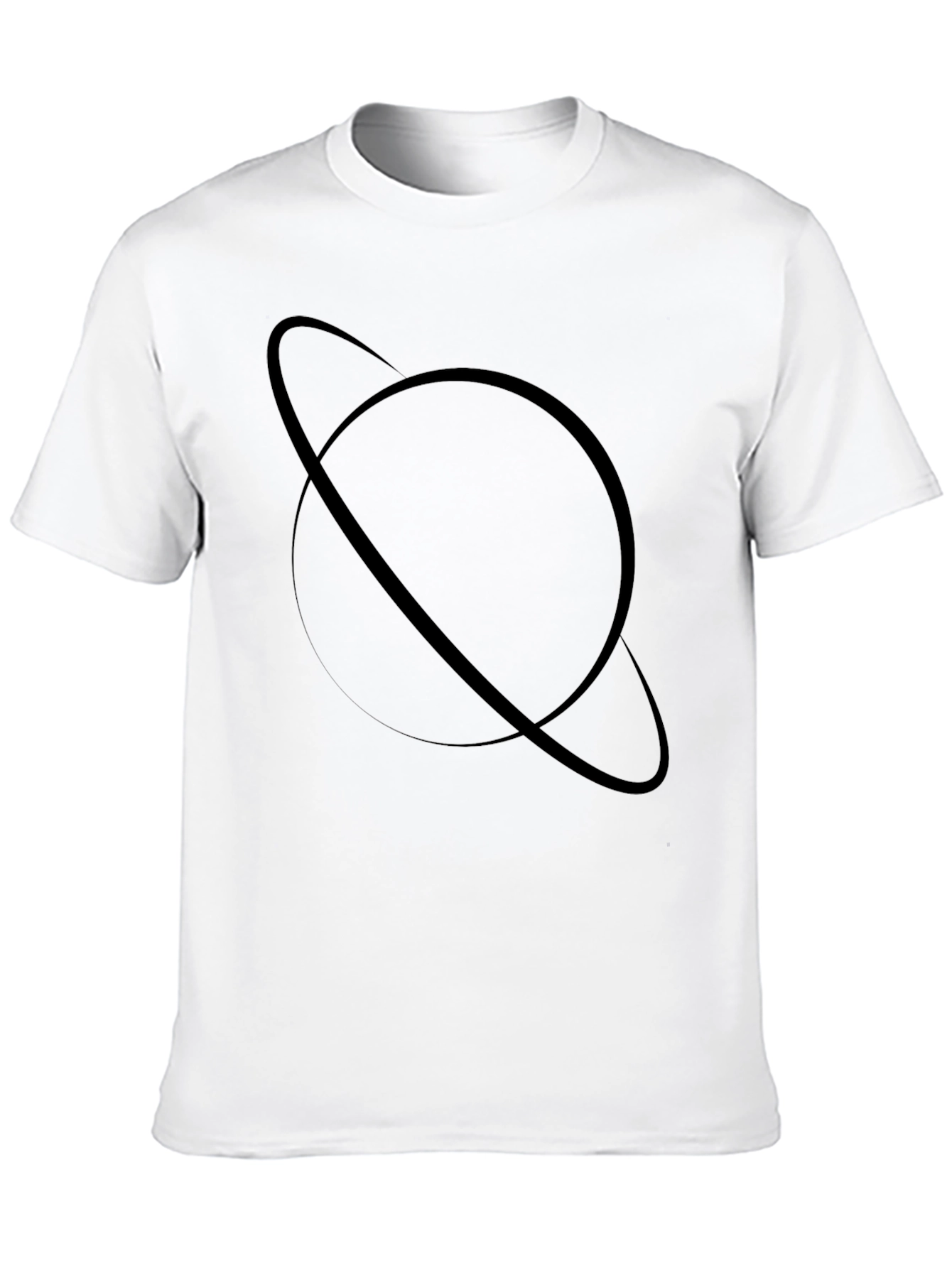 Saturn Graphic Tee - Modern Black Cotton Blend T-Shirt