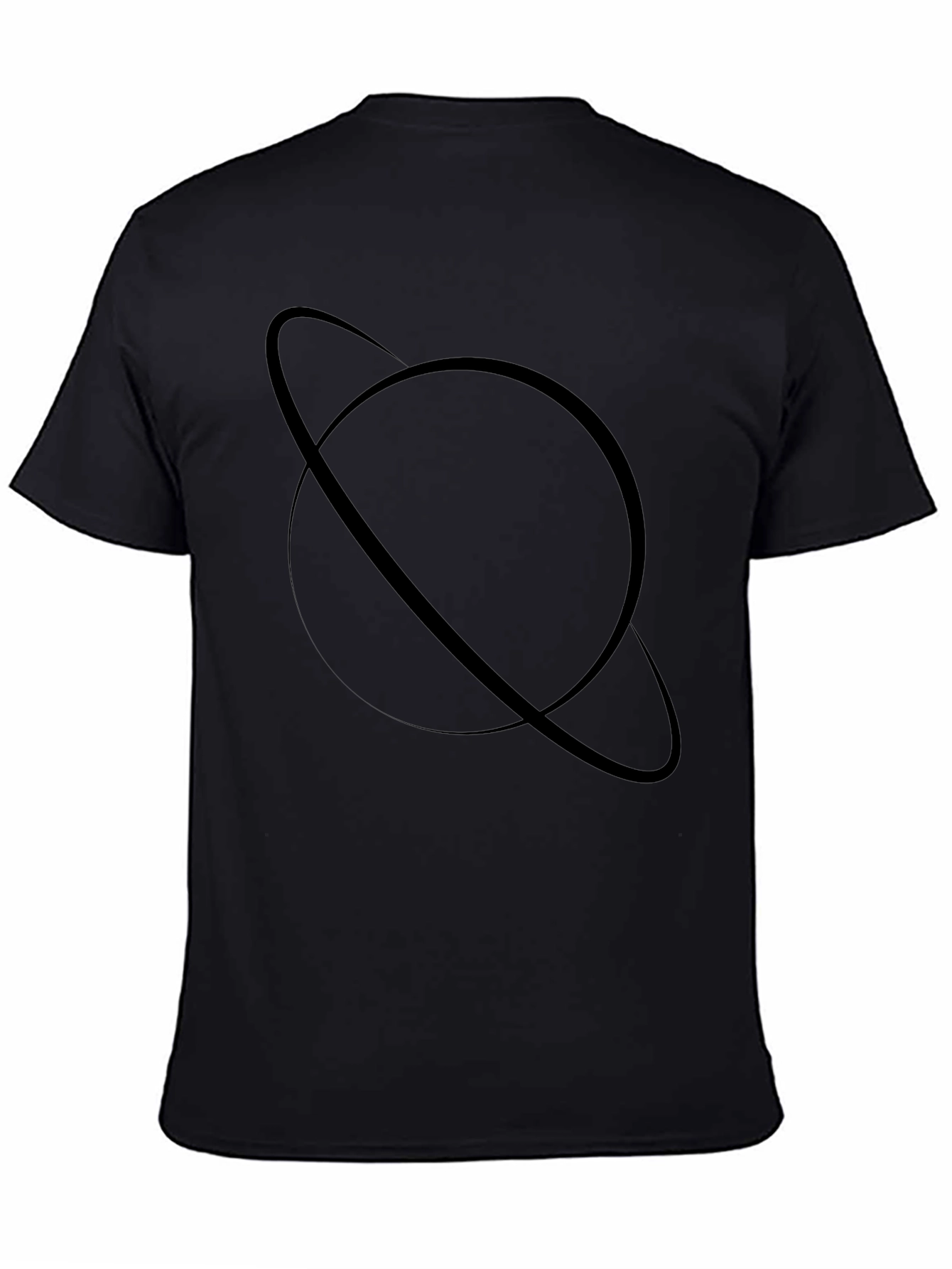 Saturn Graphic Tee - Modern Black Cotton Blend T-Shirt