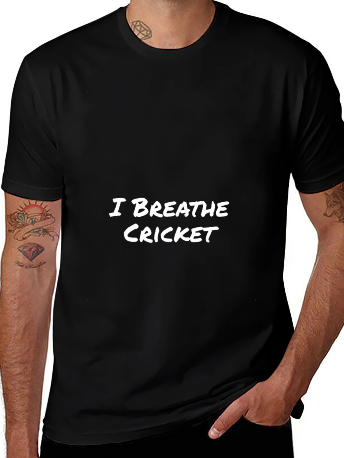 I Breathe Cricket Mens Black Graphic Tee