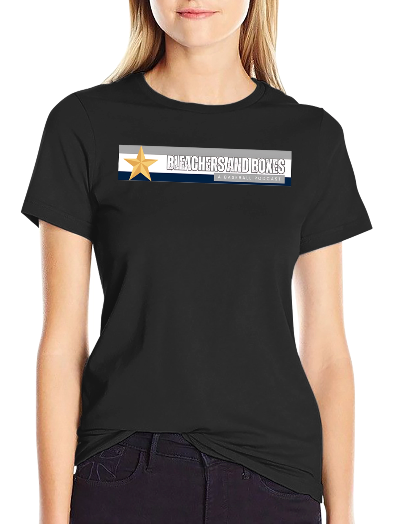 Bleachers and Boxes Baseball Podcast Black T-Shirt