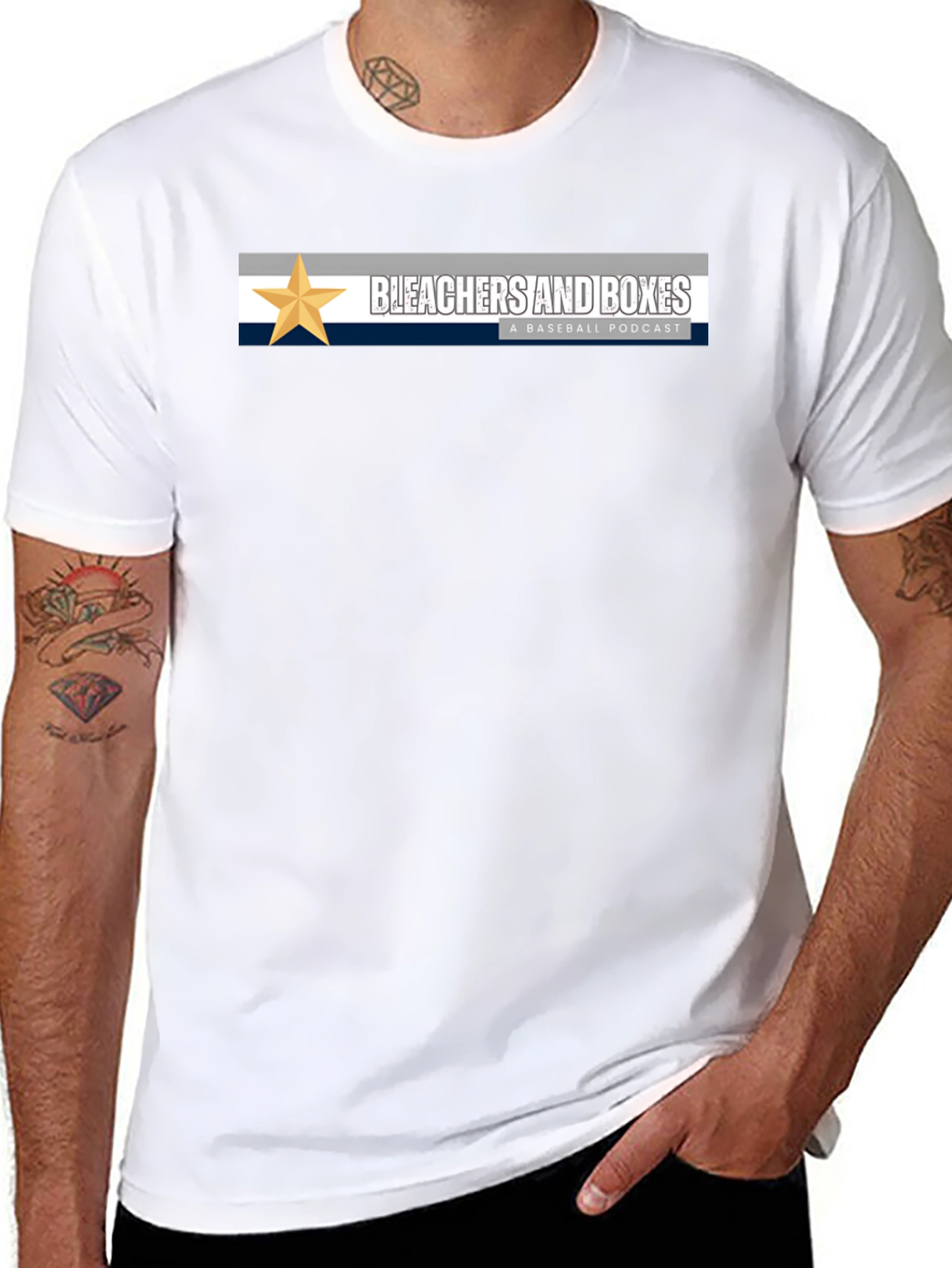 Bleachers and Boxes Baseball Podcast Black T-Shirt