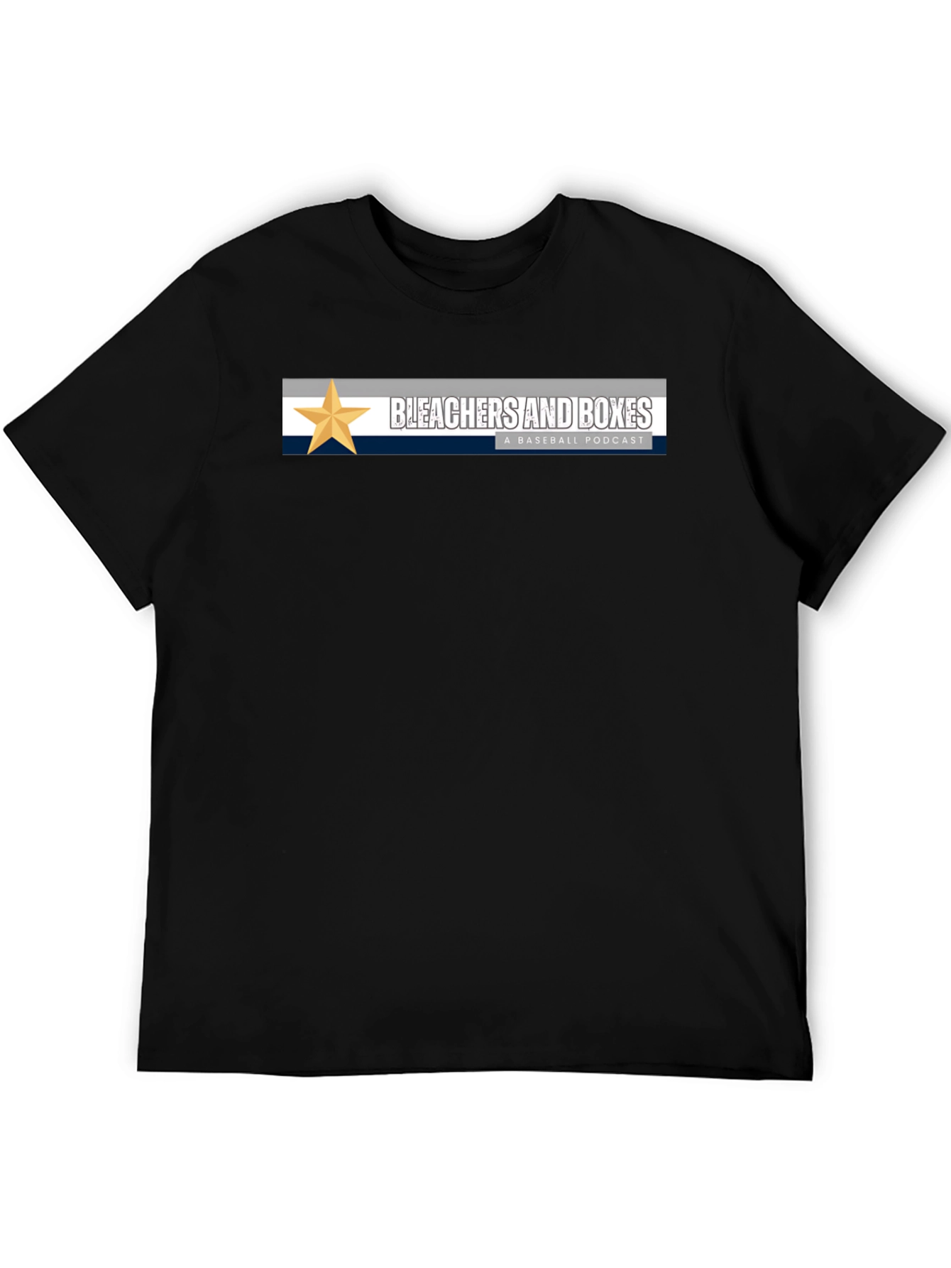 Bleachers and Boxes Baseball Podcast Black T-Shirt