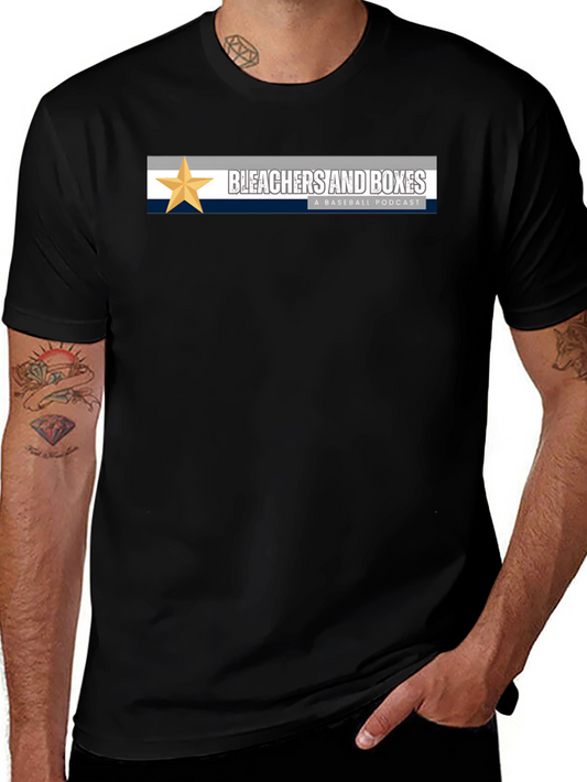 Bleachers and Boxes Baseball Podcast Black T-Shirt