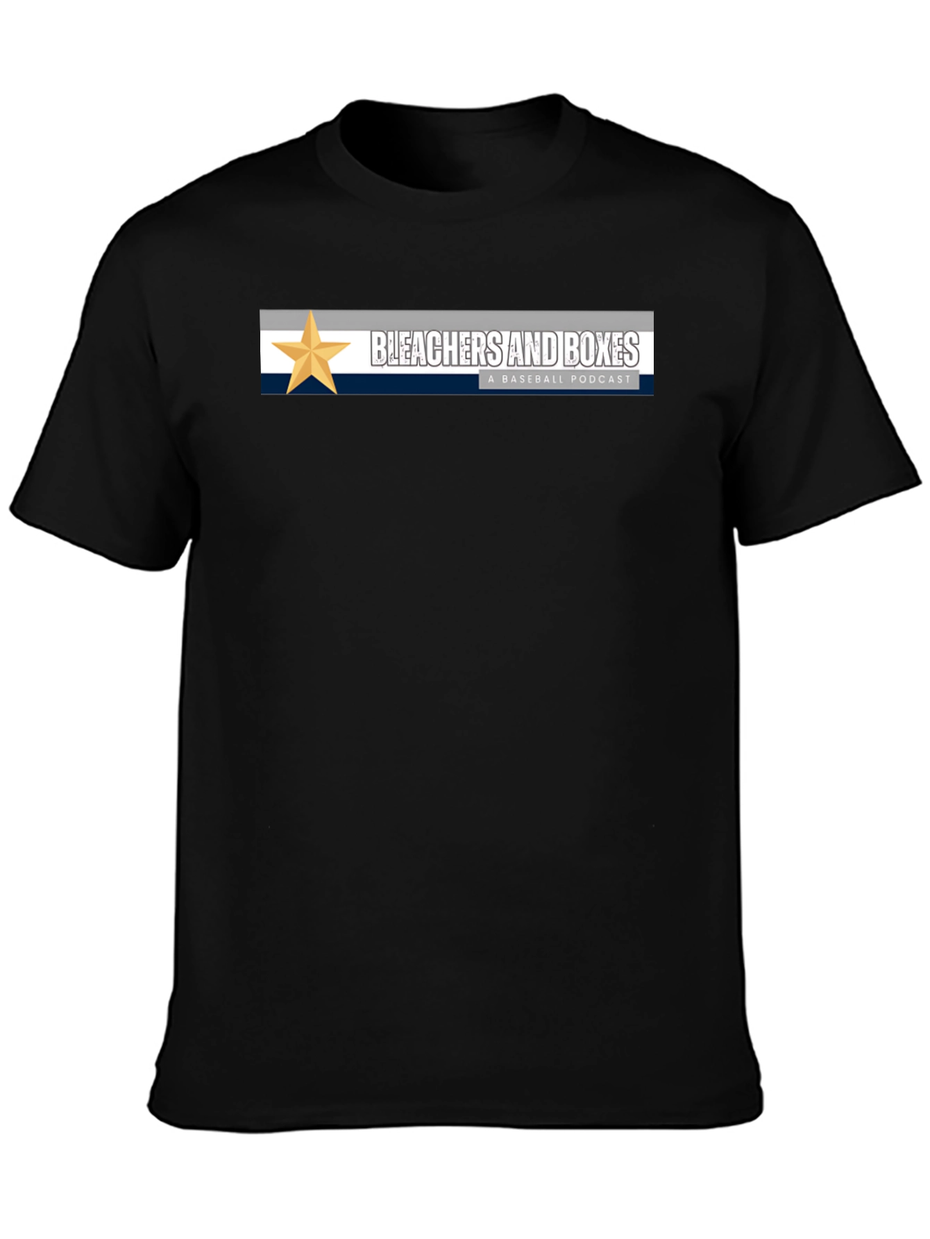 Bleachers and Boxes Baseball Podcast Black T-Shirt