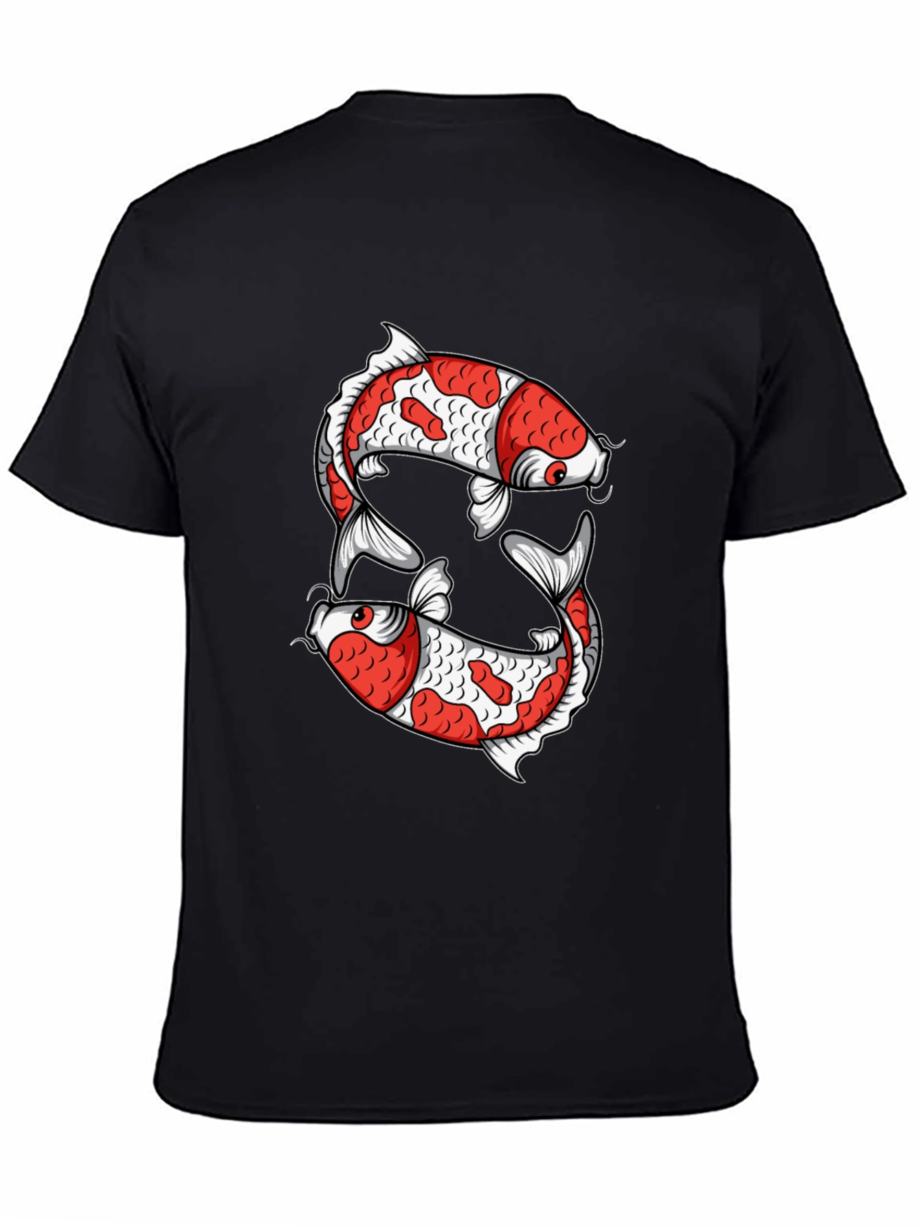 Koi Fish Graphic Tee - Black Cotton T-Shirt