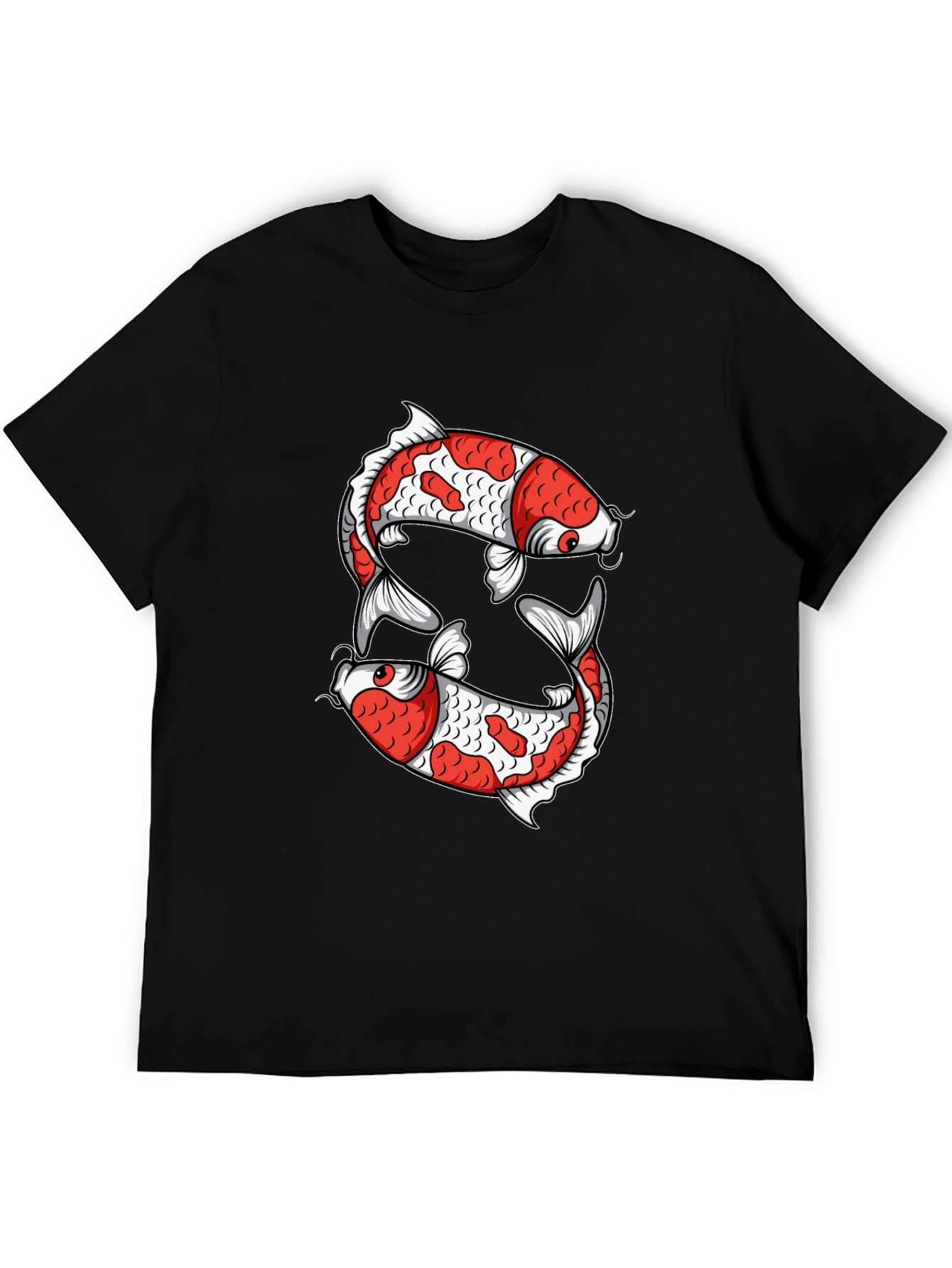 Koi Fish Graphic Tee - Black Cotton T-Shirt