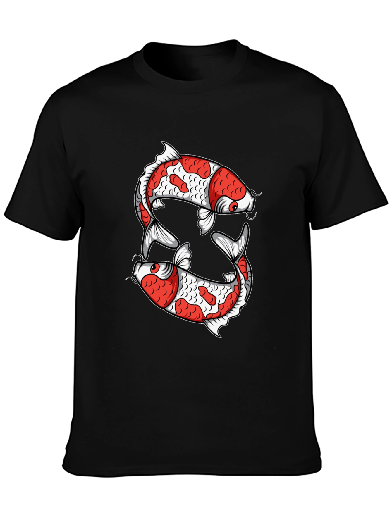 Koi Fish Graphic Tee - Black Cotton T-Shirt