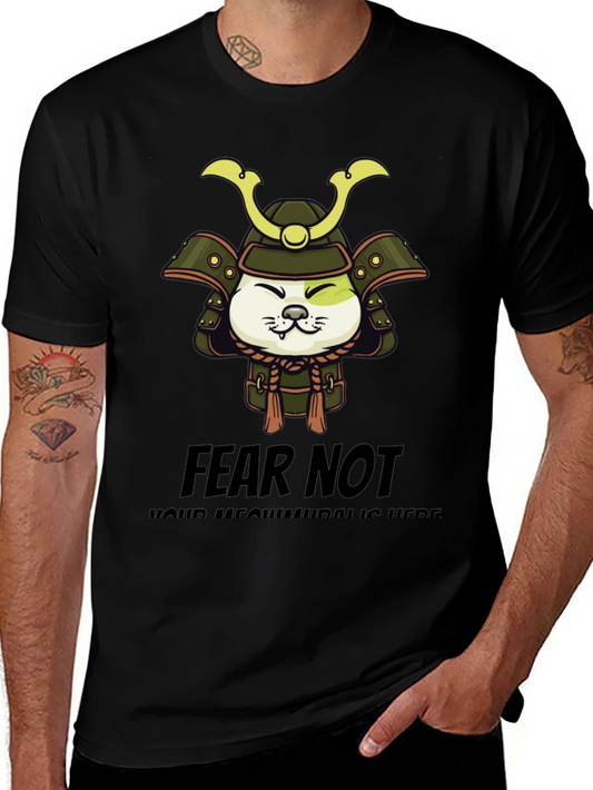 Samurai Cat Graphic T-Shirt - Fear Not!