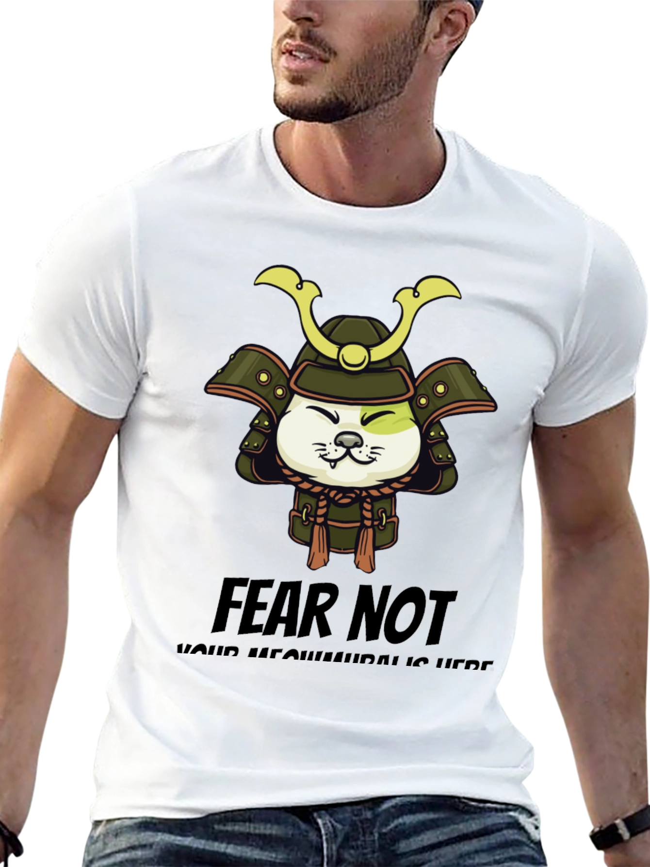 Samurai Cat Graphic T-Shirt - Fear Not!
