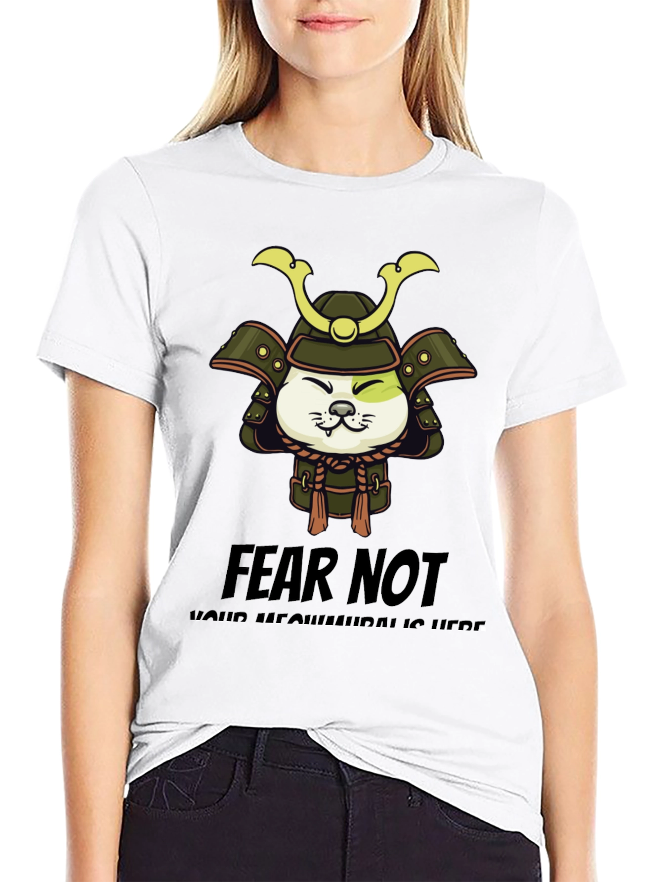 Samurai Cat Graphic T-Shirt - Fear Not!