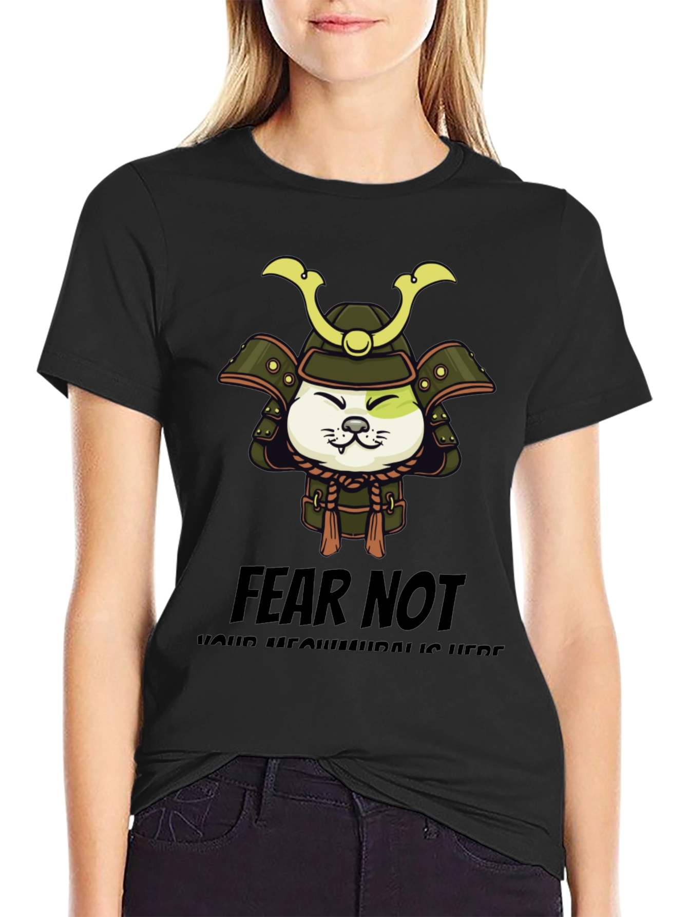 Samurai Cat Graphic T-Shirt - Fear Not!