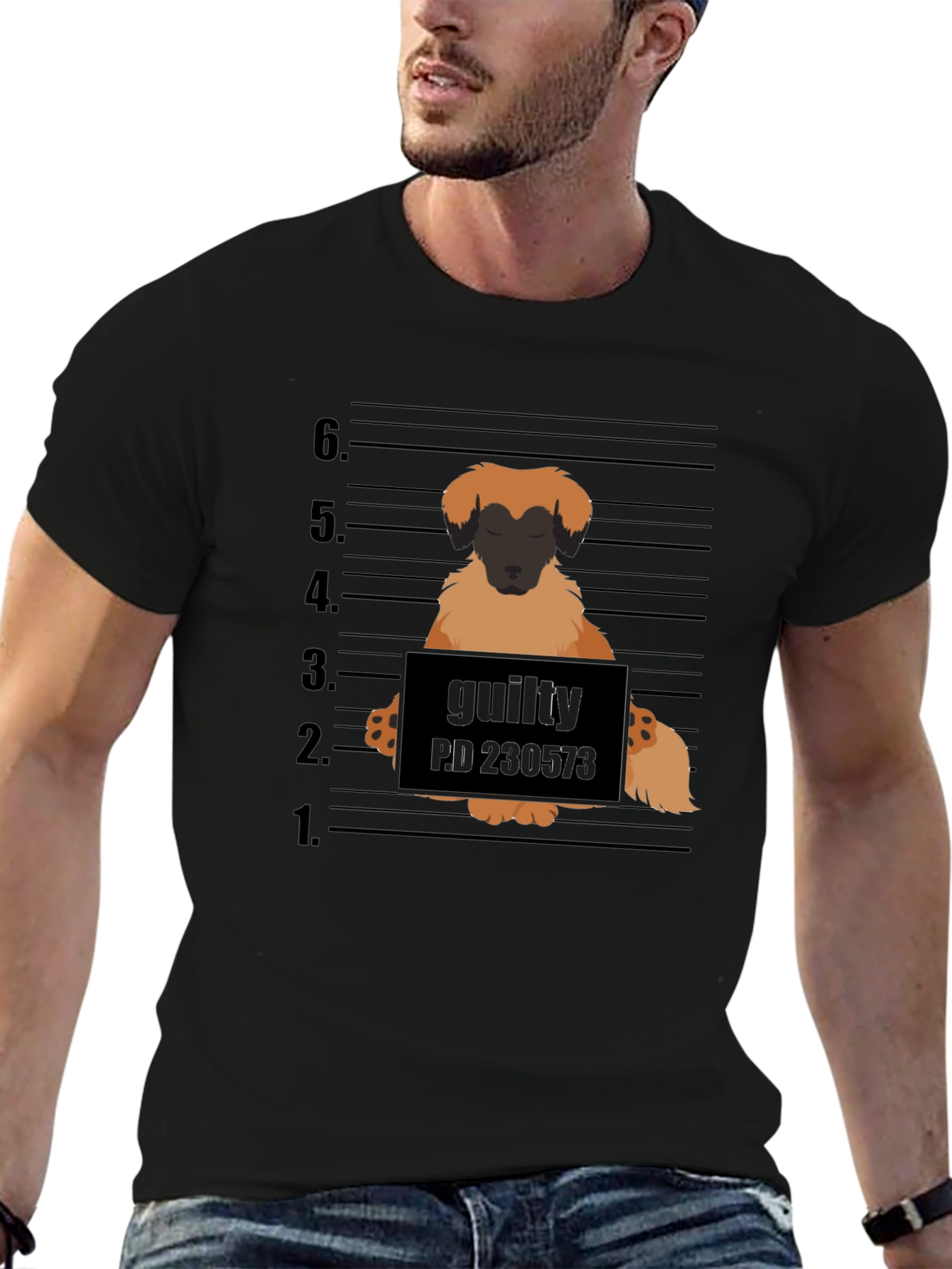 Guilty Dog Mugshot Graphic T-Shirt