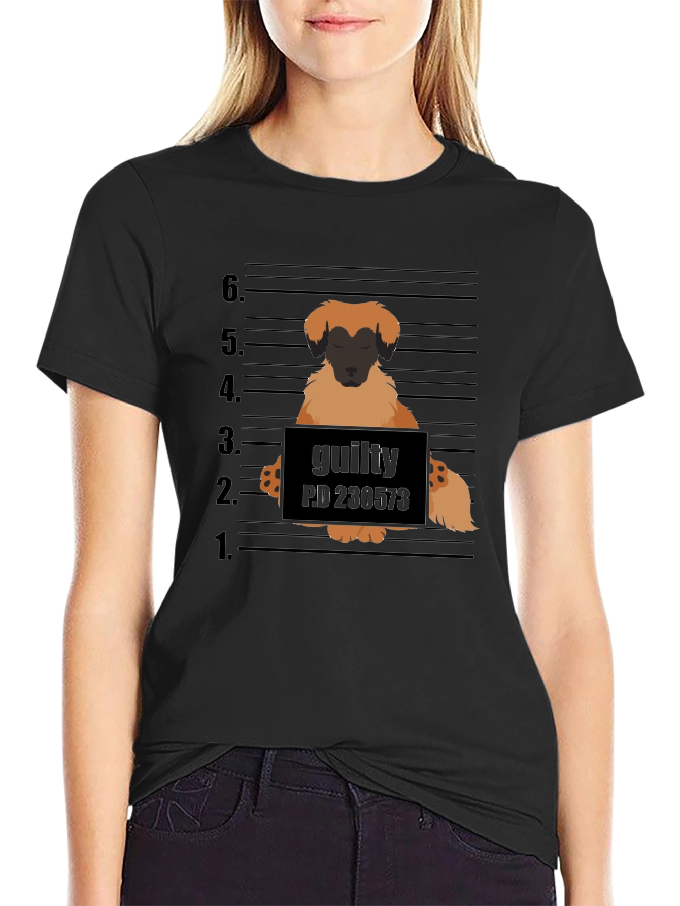 Guilty Dog Mugshot Graphic T-Shirt