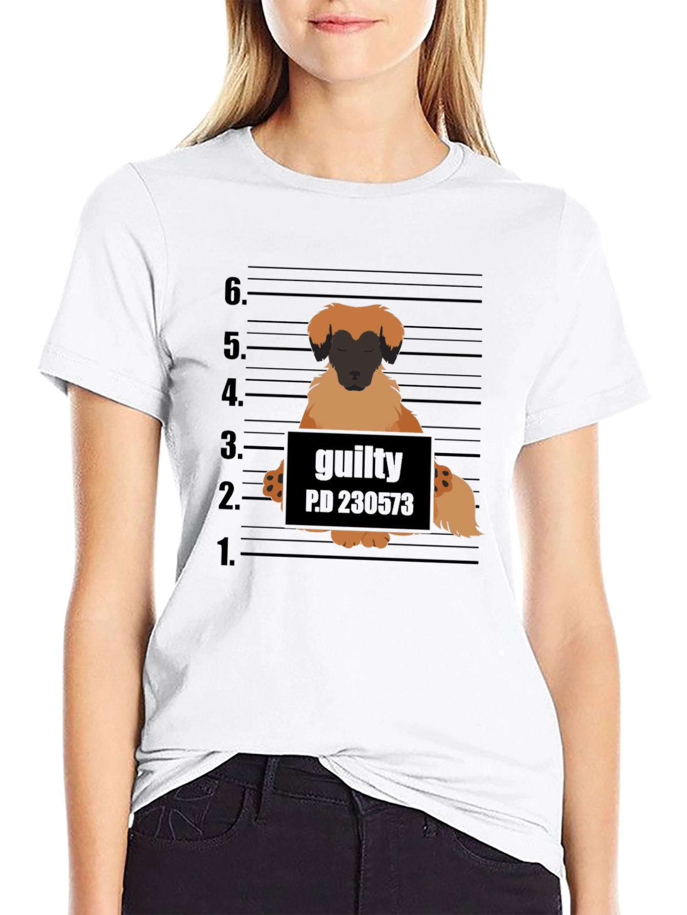Guilty Dog Mugshot Graphic T-Shirt