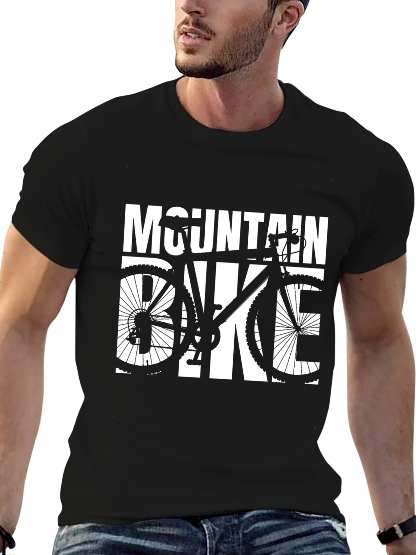 Mountain Bike Graphic Tee - Black Casual T-Shirt