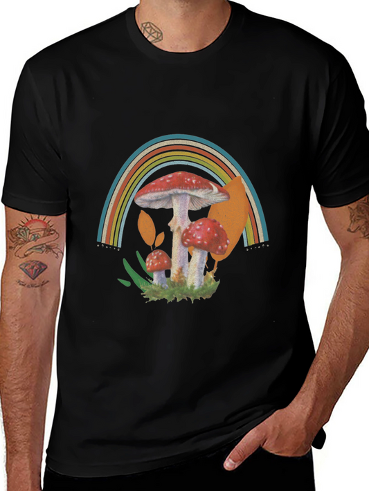 Retro Mushroom Rainbow Graphic Tee