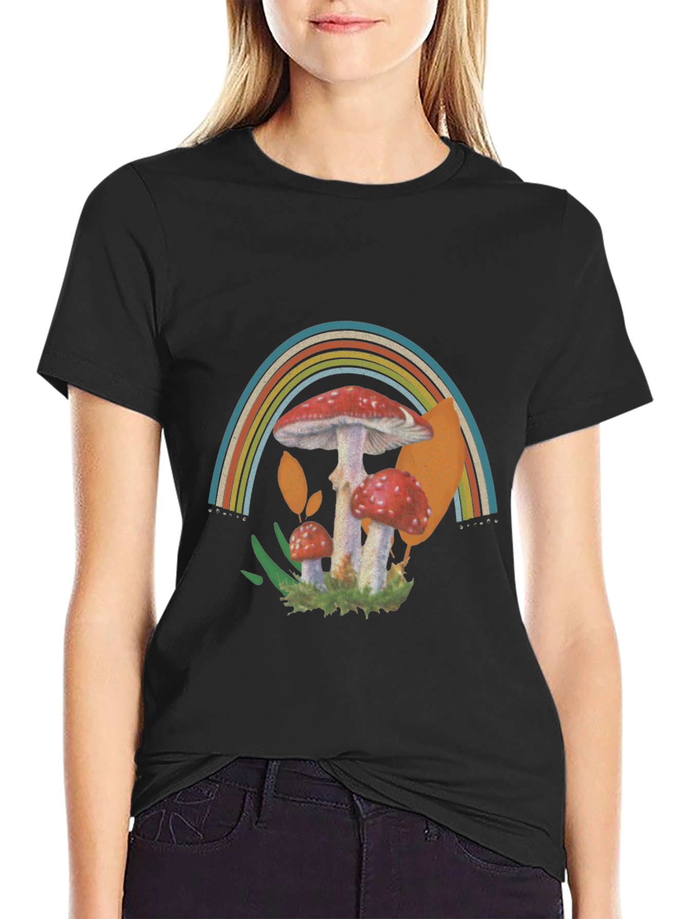 Retro Mushroom Rainbow Graphic Tee