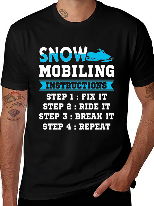 Snowmobiling Instructions T-Shirt - Fix Ride Break Repeat