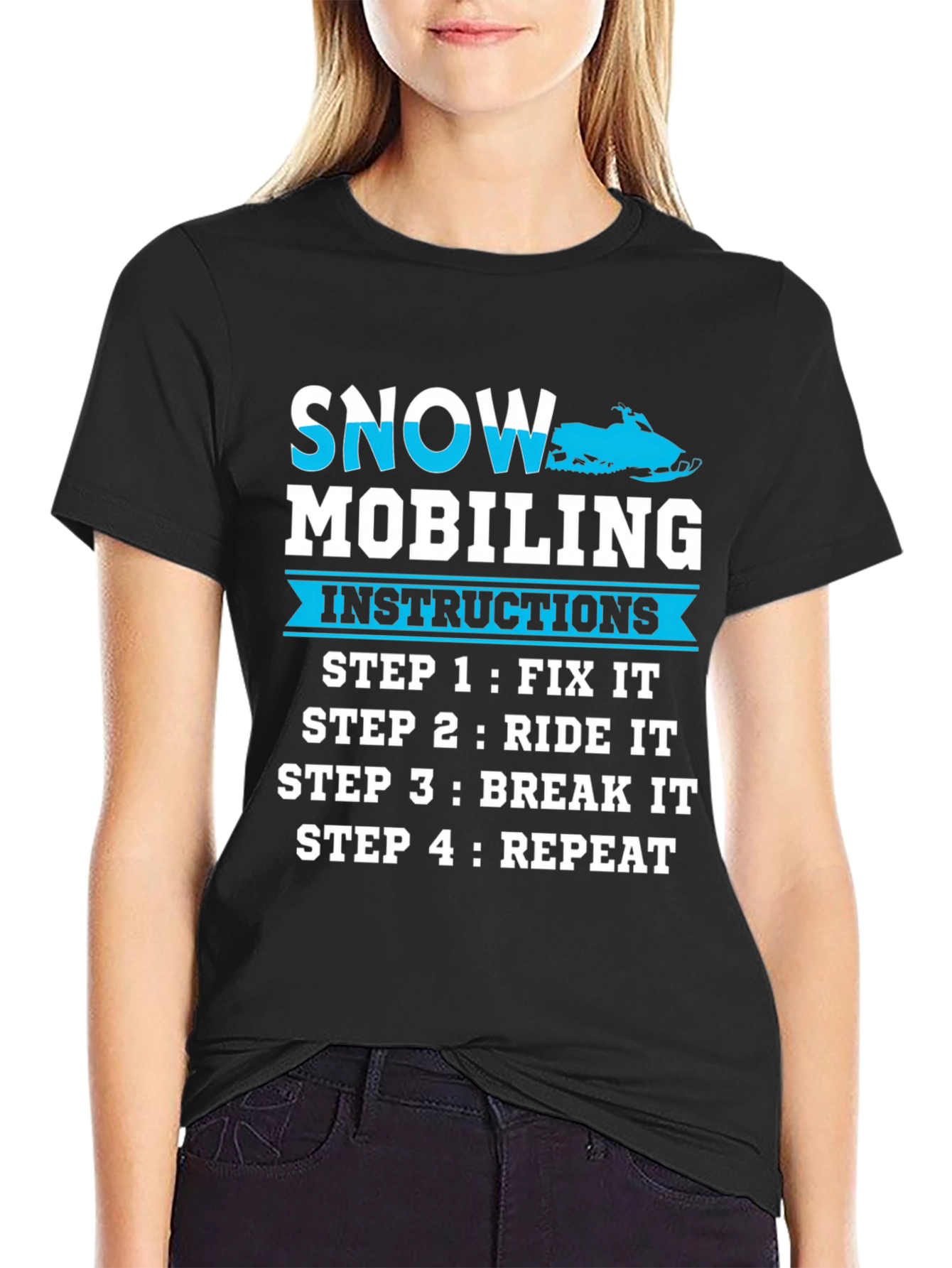 Snowmobiling Instructions T-Shirt - Fix Ride Break Repeat