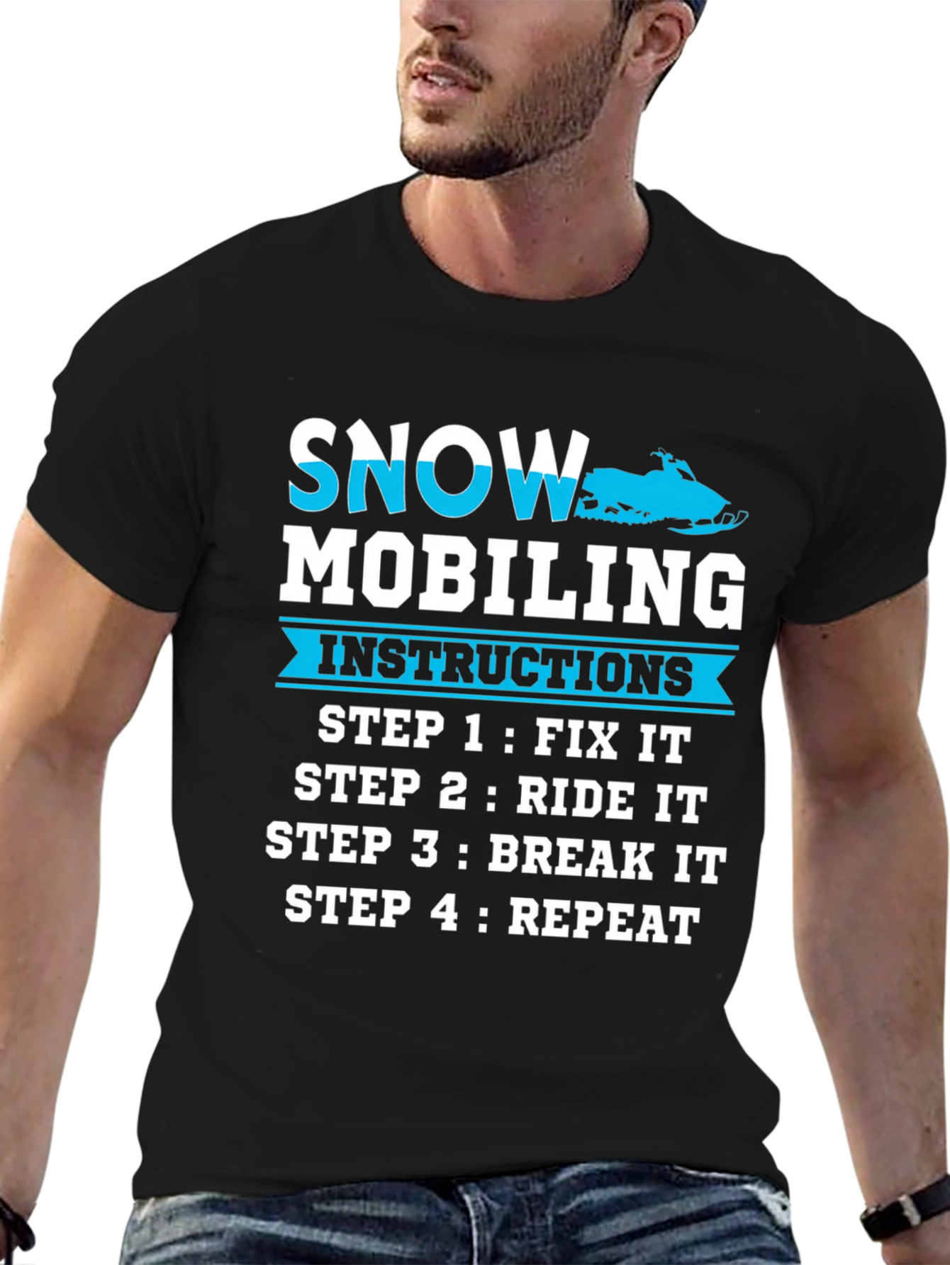 Snowmobiling Instructions T-Shirt - Fix Ride Break Repeat