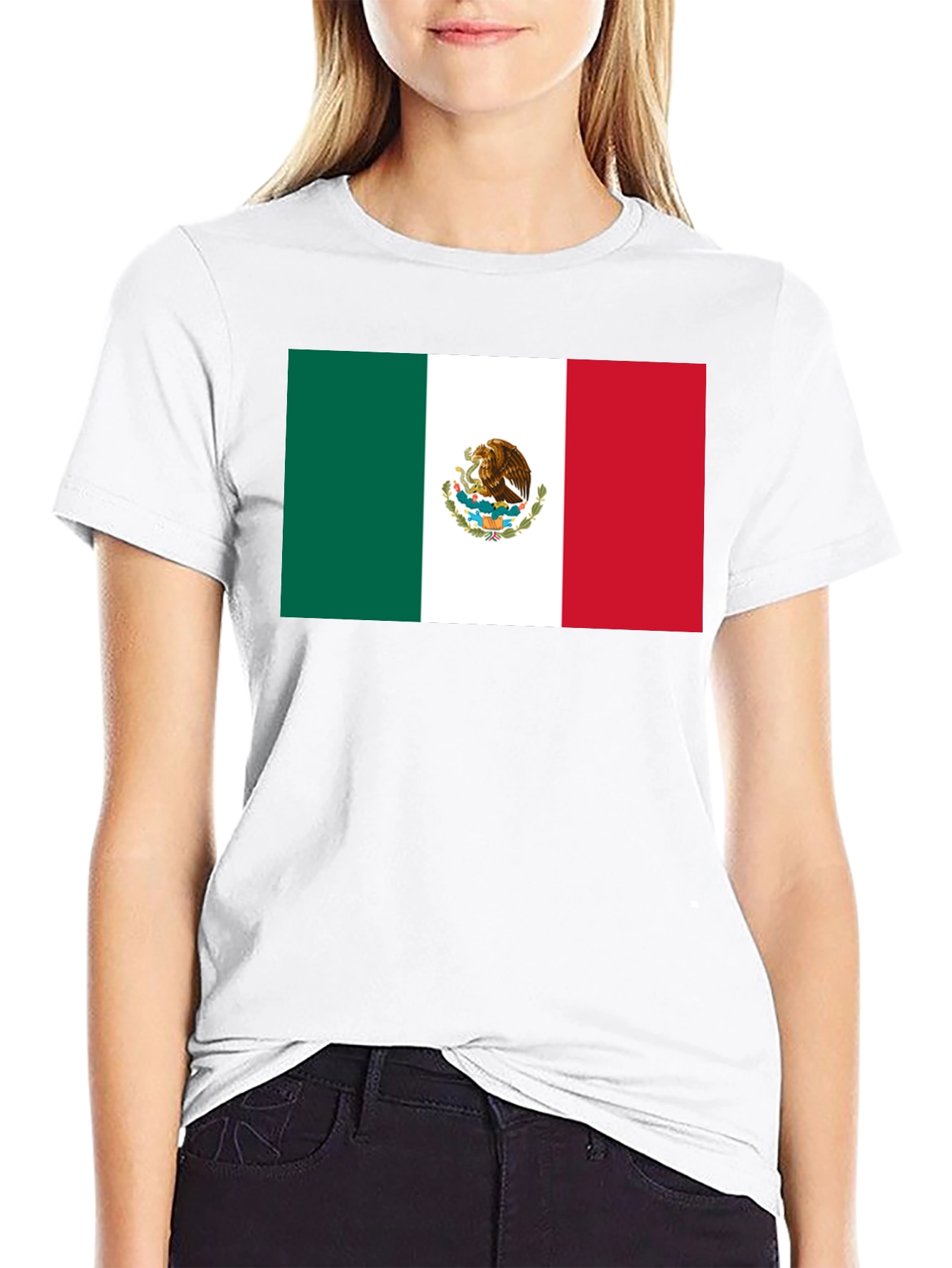 Mexican Flag Graphic T-Shirt - Black Crew Neck Tee