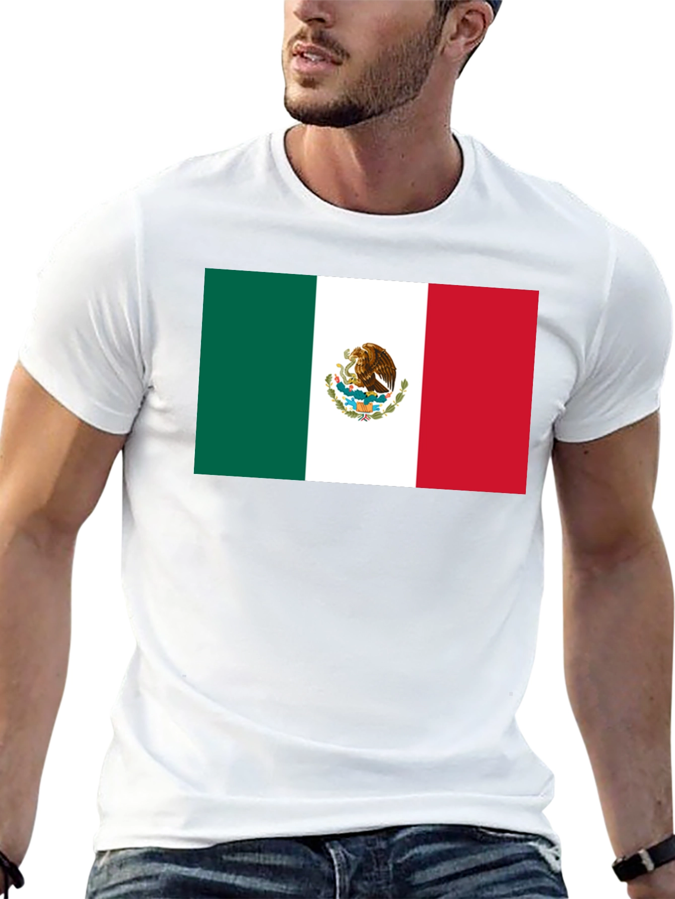 Mexican Flag Graphic T-Shirt - Black Crew Neck Tee