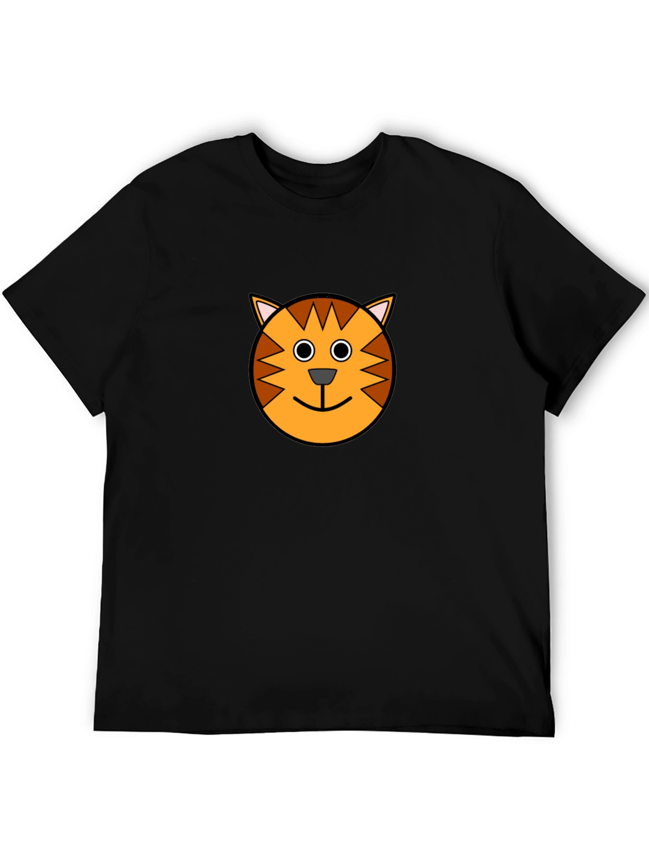 Fun Cartoon Cat Graphic Print Black T-Shirt