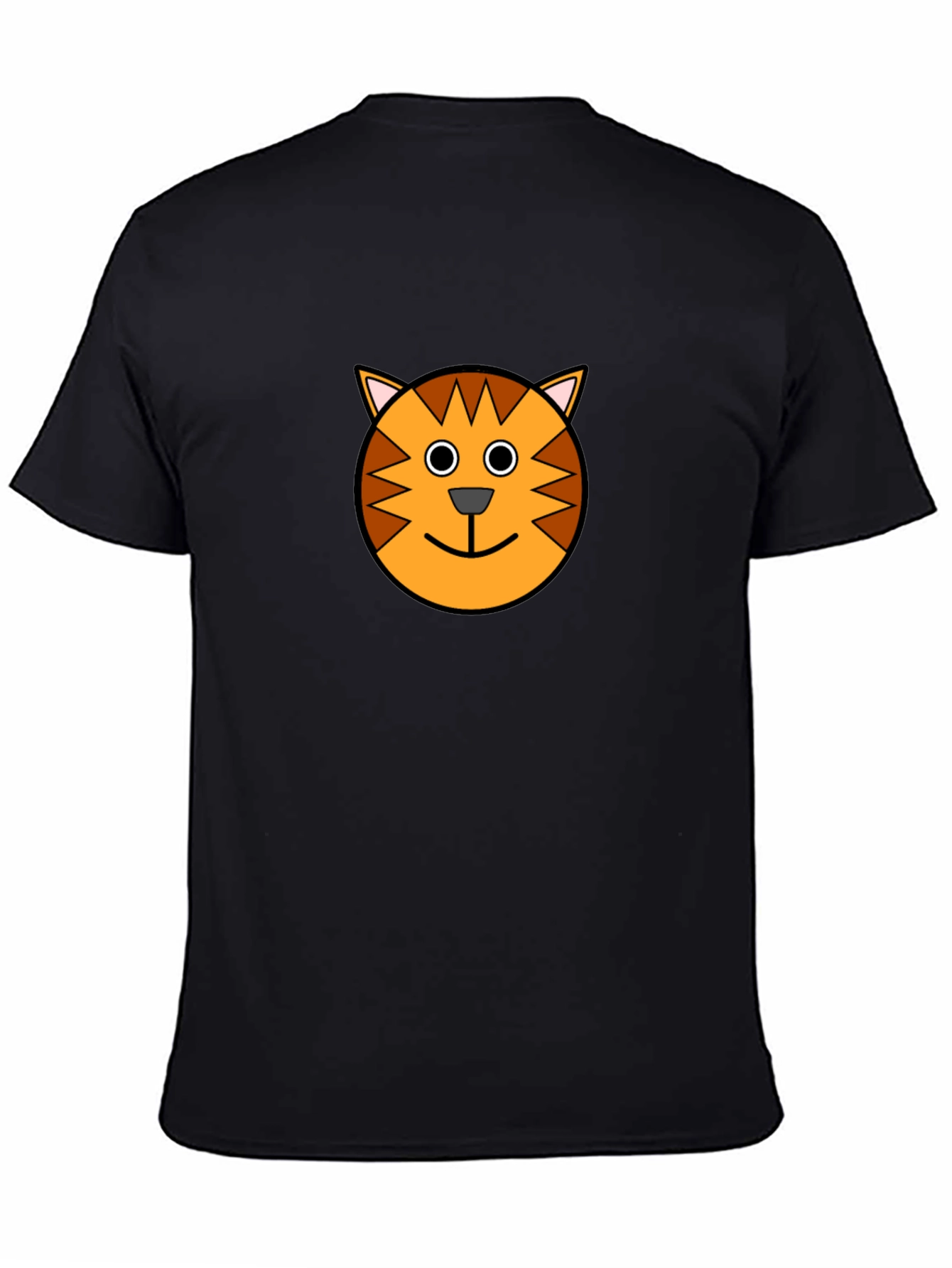 Fun Cartoon Cat Graphic Print Black T-Shirt