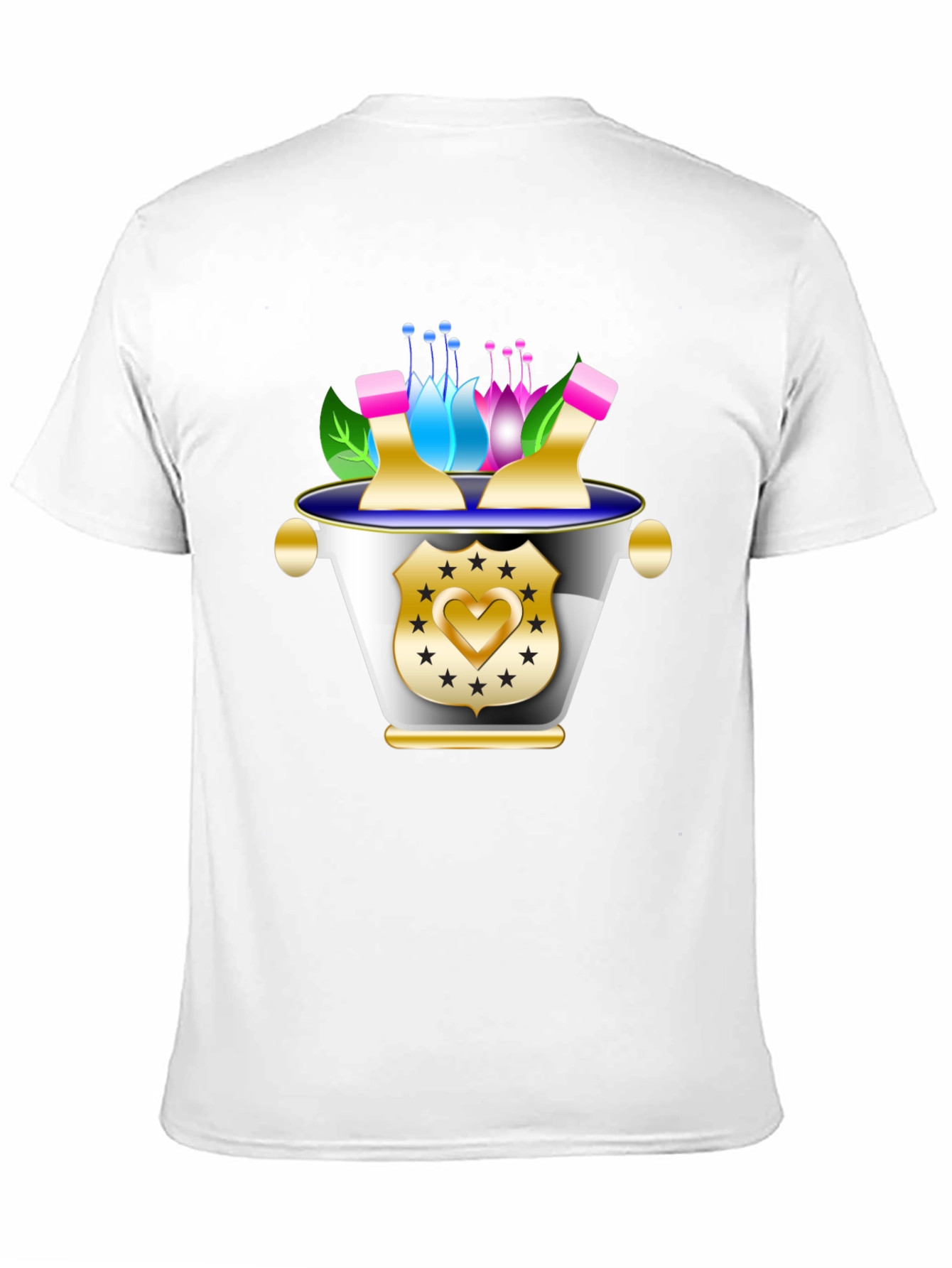 Floral Badge Graphic Tee - Stylish Black T-Shirt