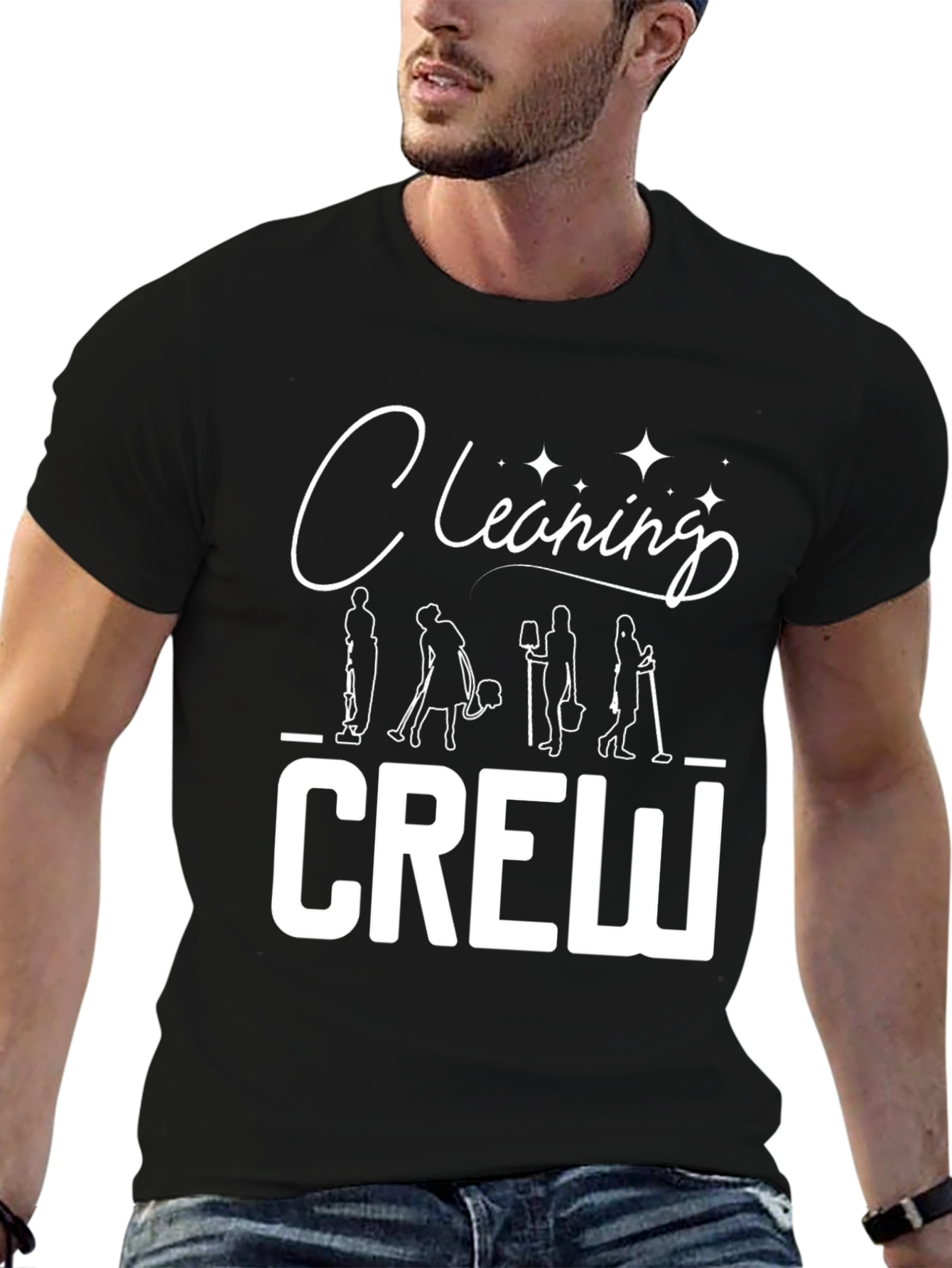 Cleaning Crew Graphic T-Shirt - Black