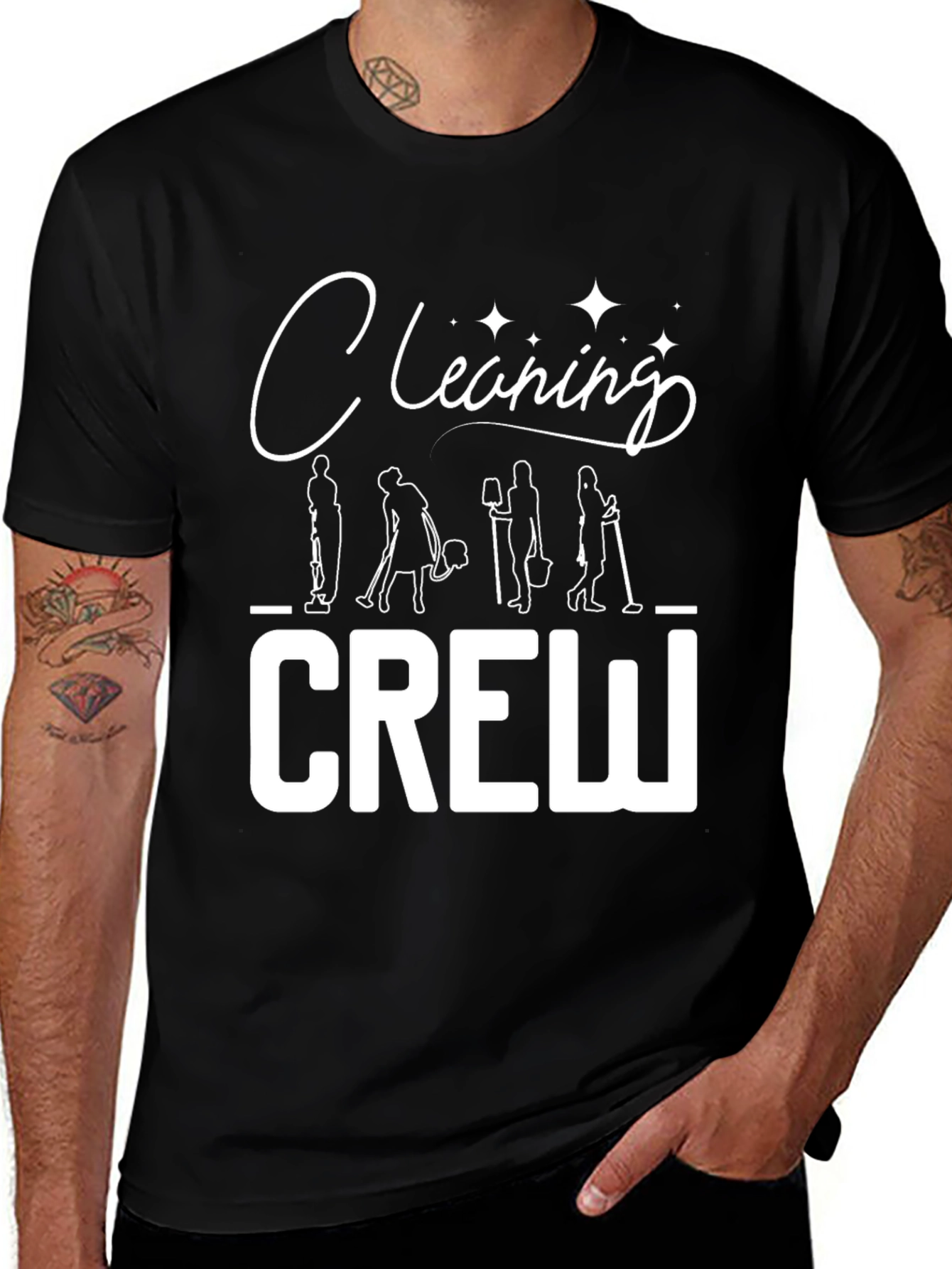 Cleaning Crew Graphic T-Shirt - Black