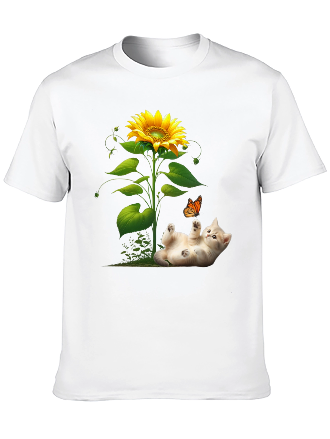 Sunflower Kitten T-Shirt: Playful & Unique Design