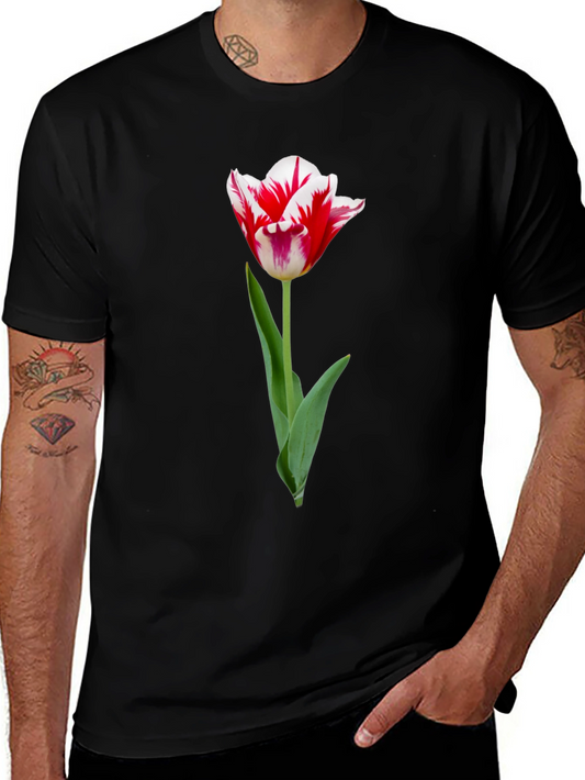 Tulip Graphic Tee - Black Cotton Casual Wear
