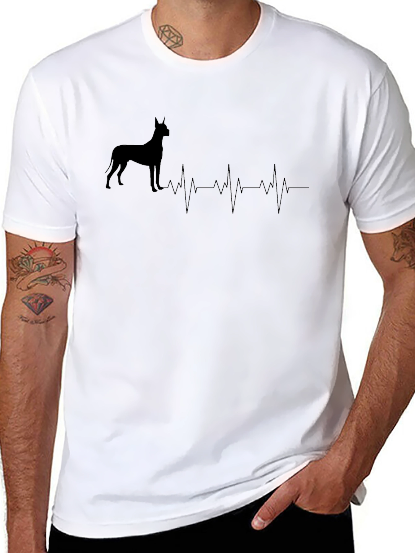 Dog Breed Heartbeat T-Shirt - Black