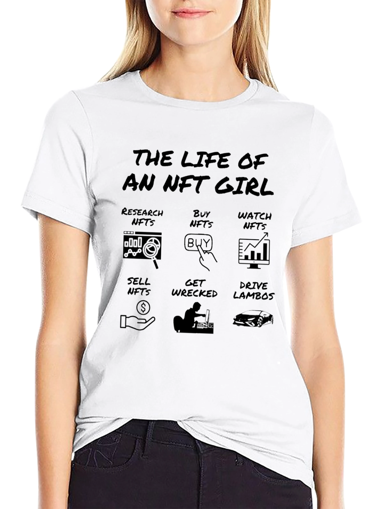 NFT Girl Black T-Shirt: Crypto Meme Tee