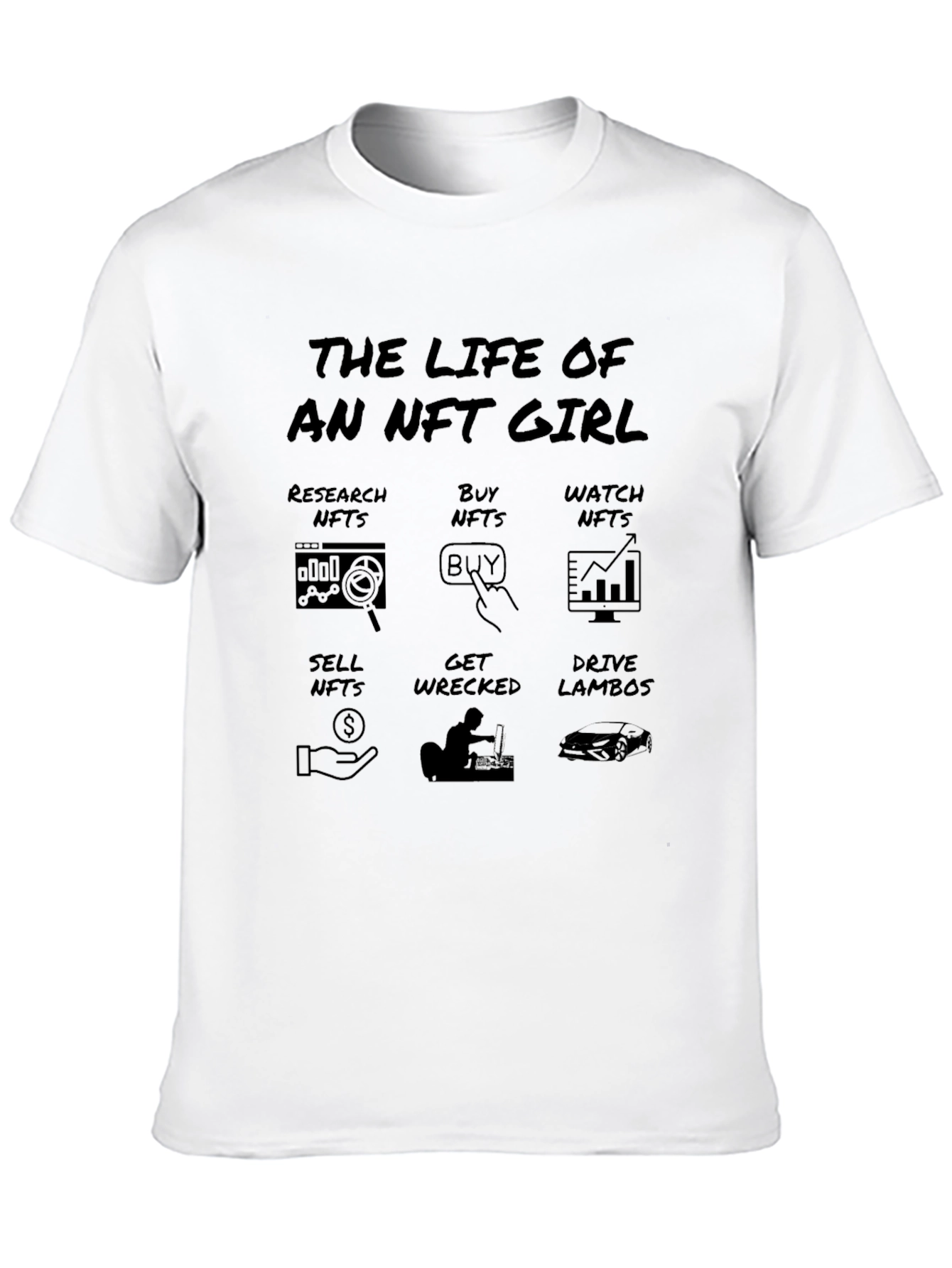 NFT Girl Black T-Shirt: Crypto Meme Tee