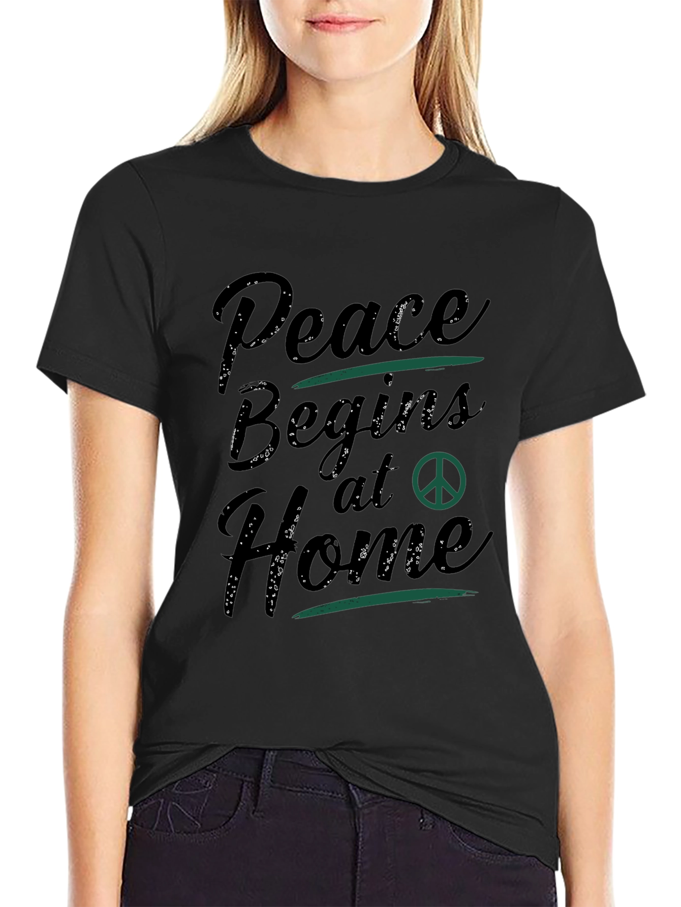 Peace Begins At Home Black T-Shirt