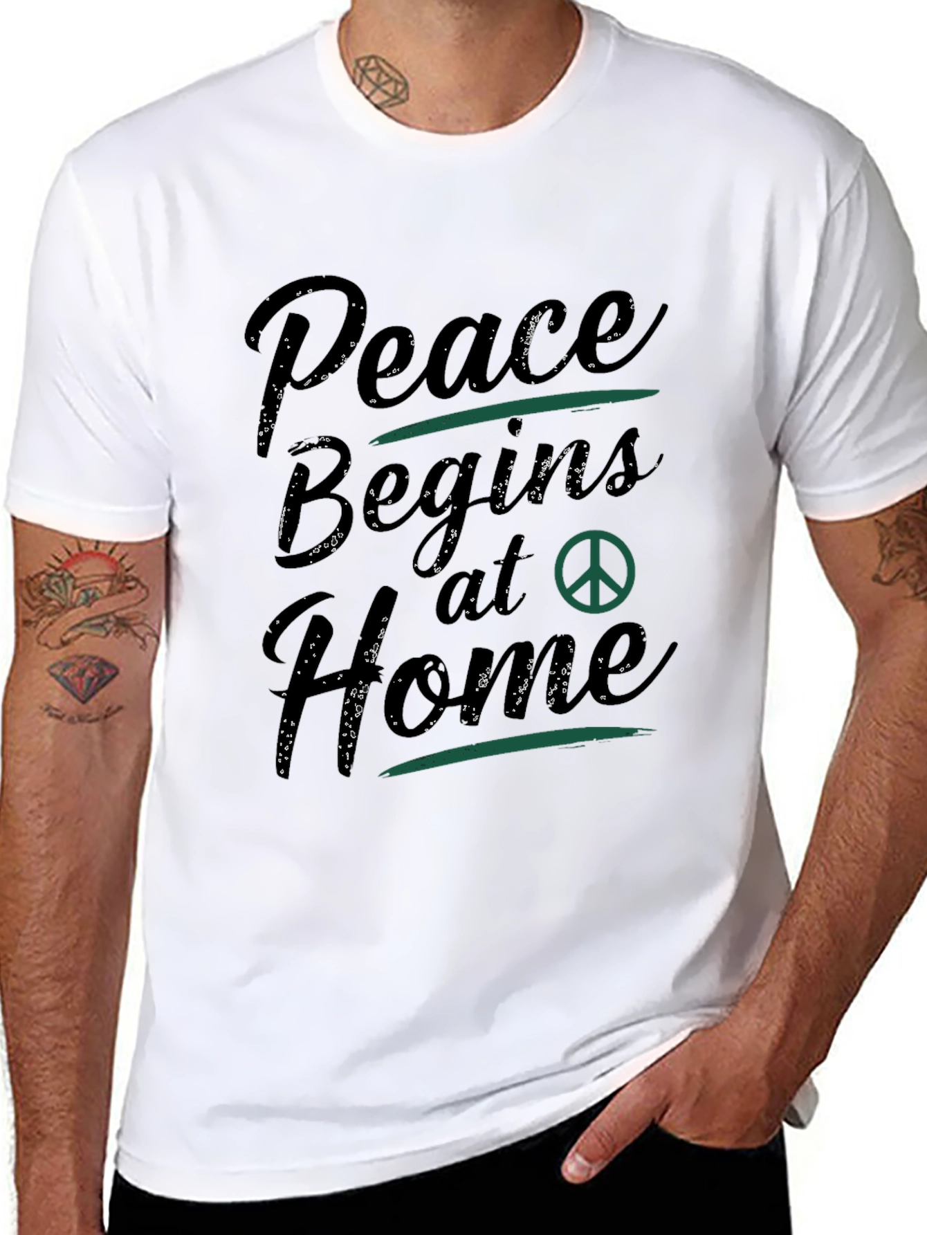 Peace Begins At Home Black T-Shirt