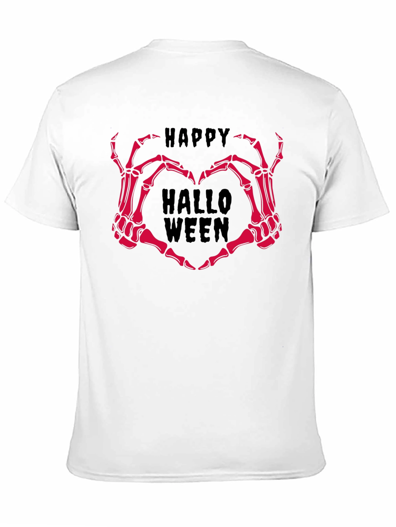 Happy Halloween Skeleton Hands Heart Black T-Shirt